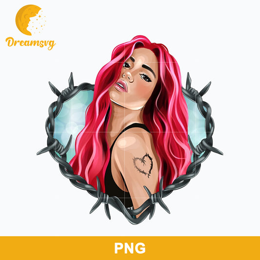 Karol G Red Hair Png, Bichota Png, Heart Tattoo PNG File