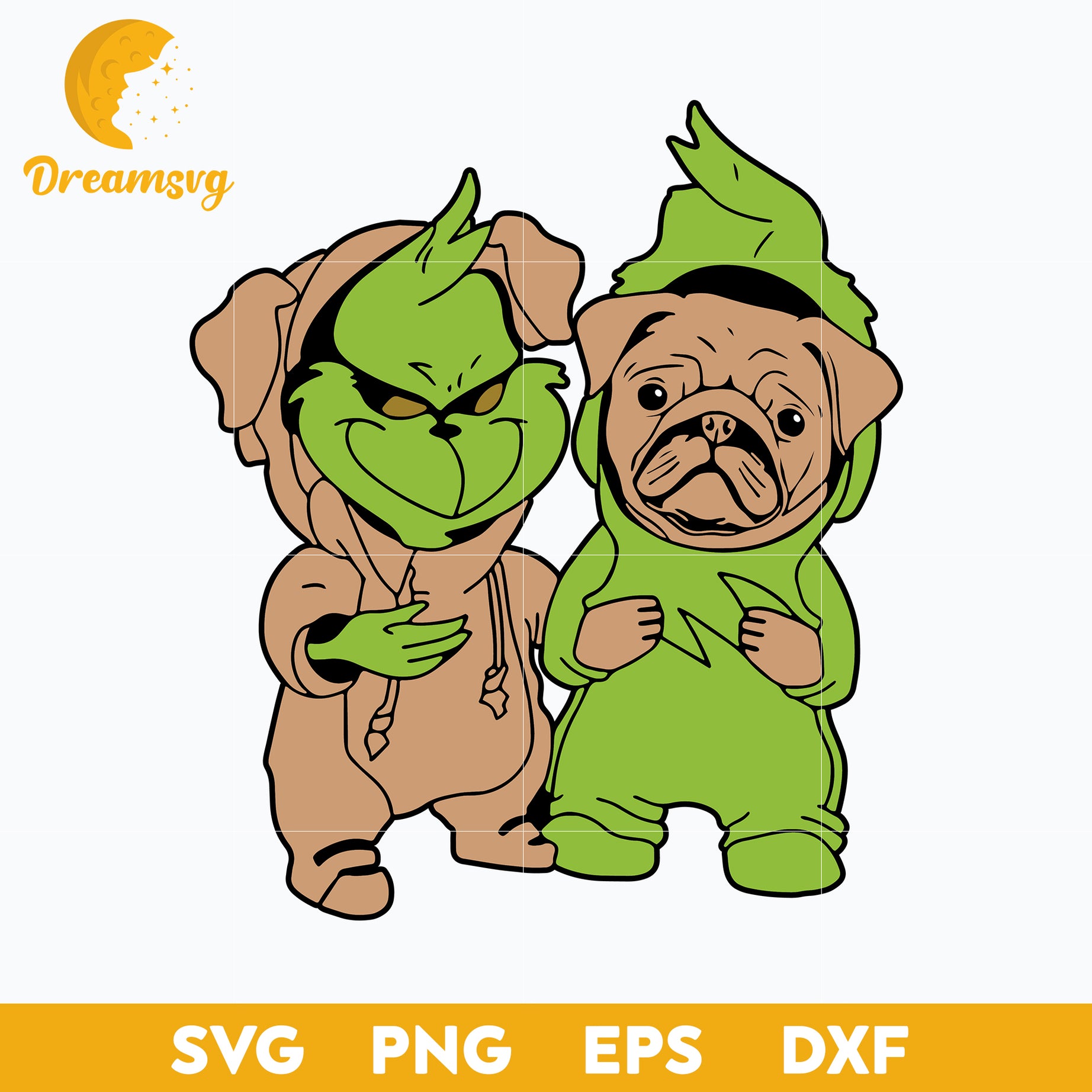 Baby Grinch And Pug Dog SVG