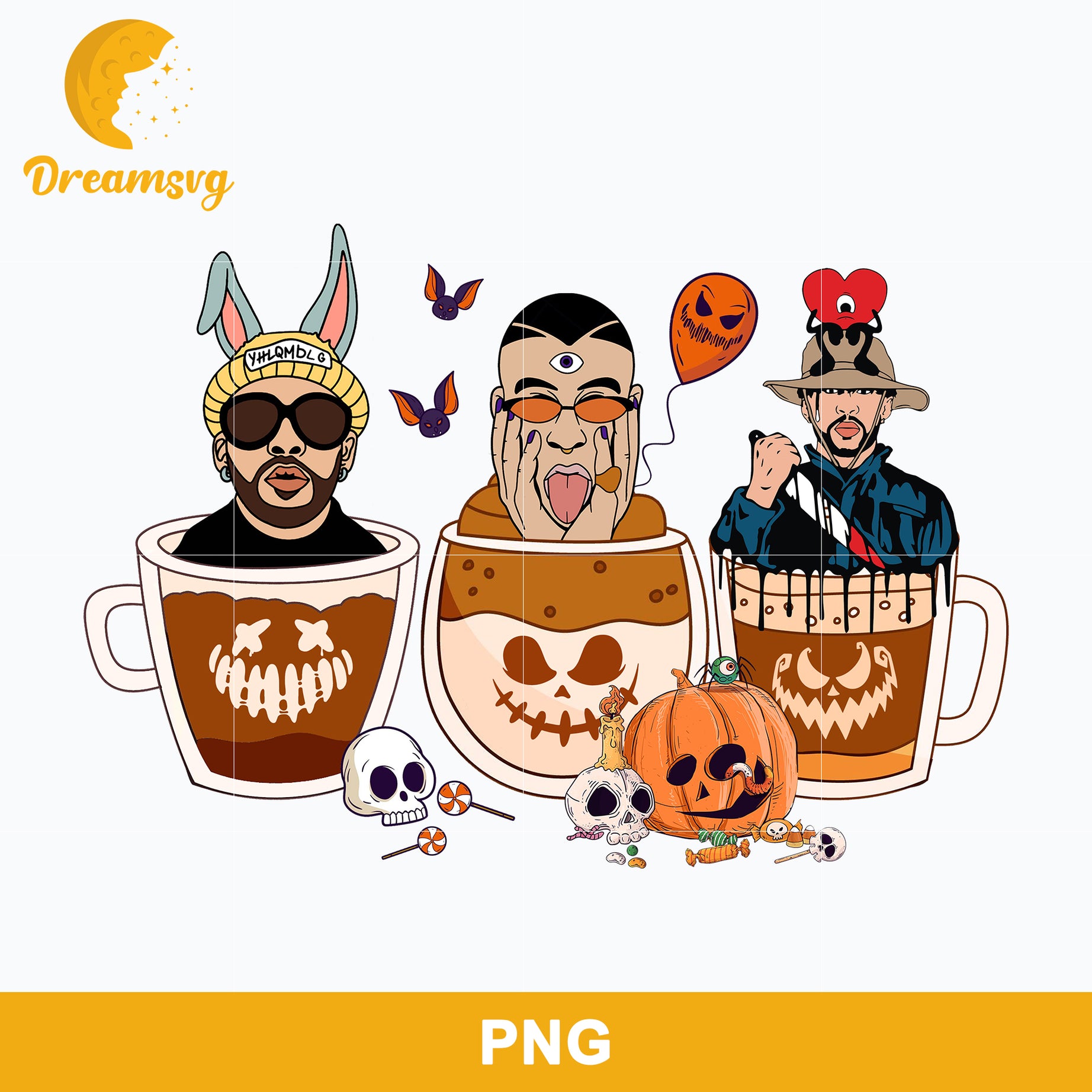 Bad Bunny Coffee Halloween Png