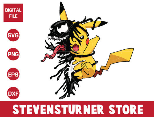 Pikachu venom svg, pokemon svg, venom svg, svg file, digital dowload