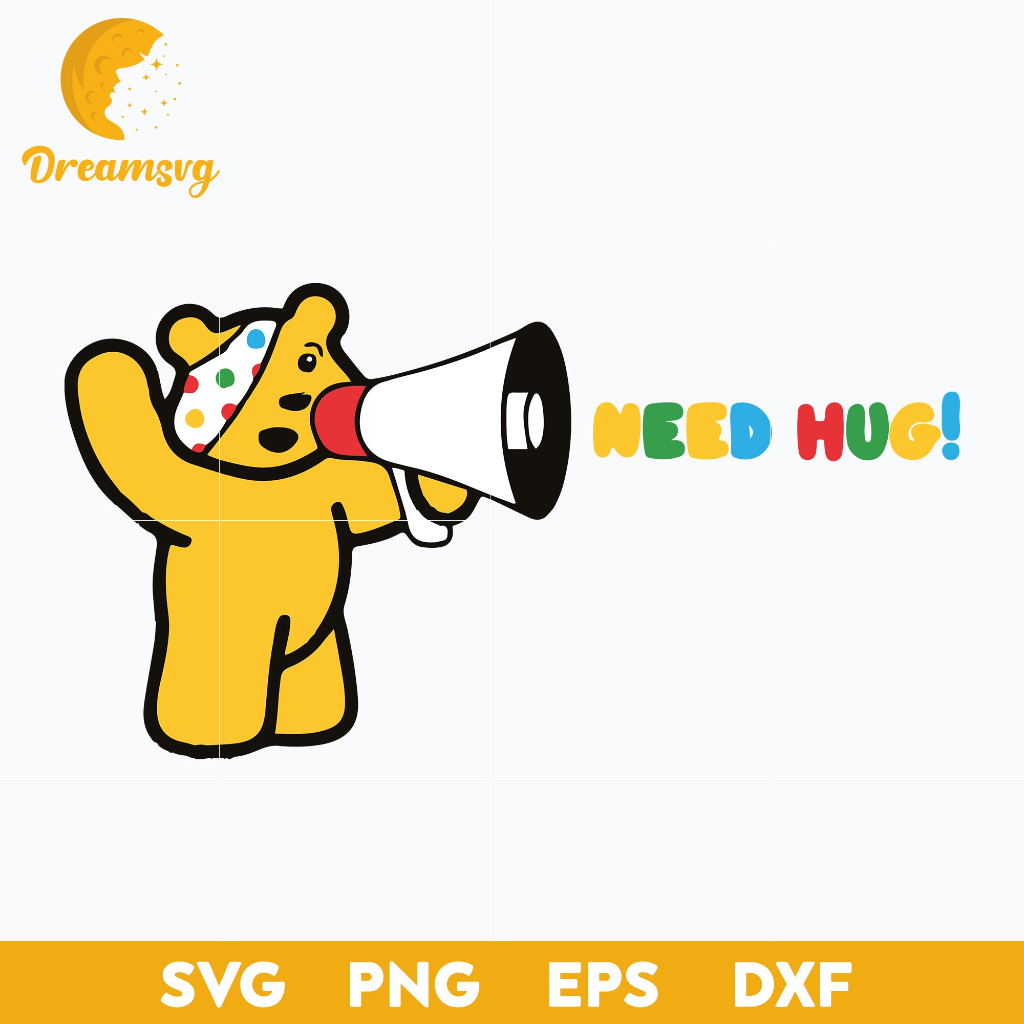 Pudsey Bear Nee Hud SVG, Children A Need SVG, Cartoon SVG