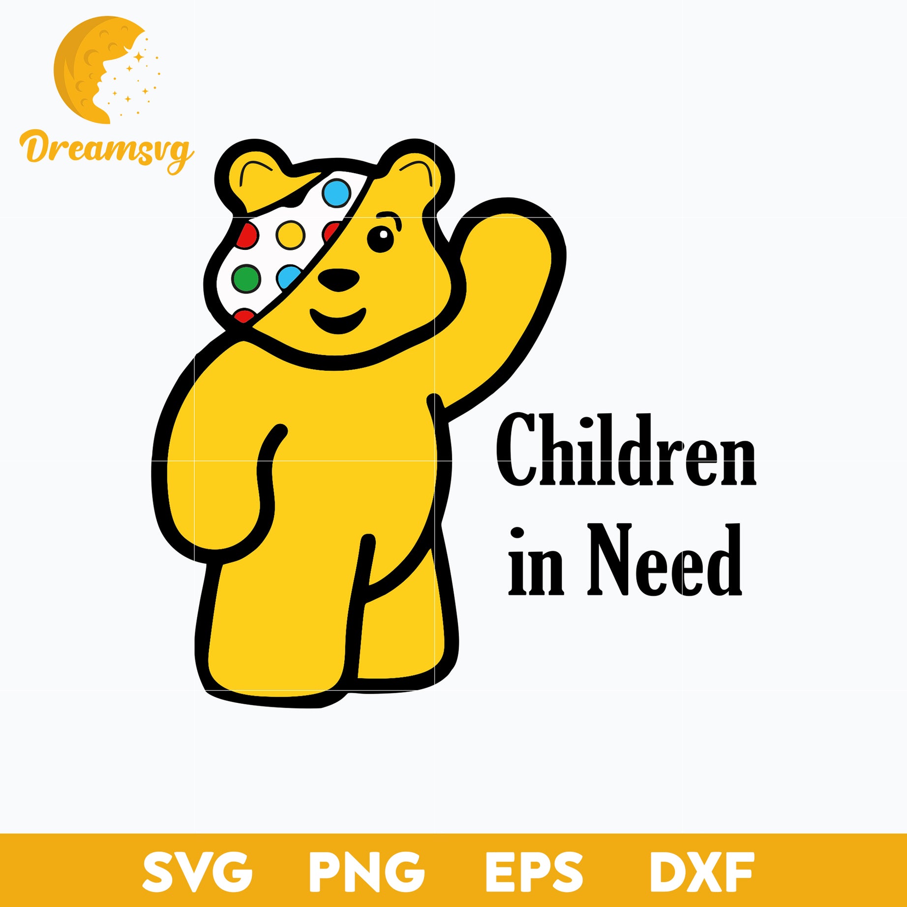 Bear Children In Need SVG, Red Nose Day SVG, Cartoon SVG