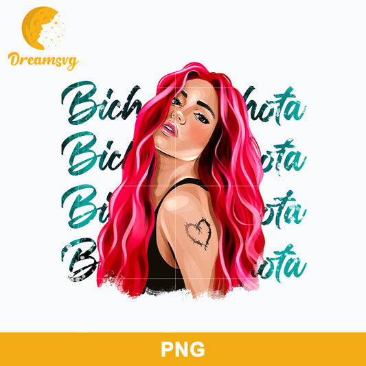 Karol G Red Hair PNG, La Bichota PNG, Bichota Sublimation PNG File