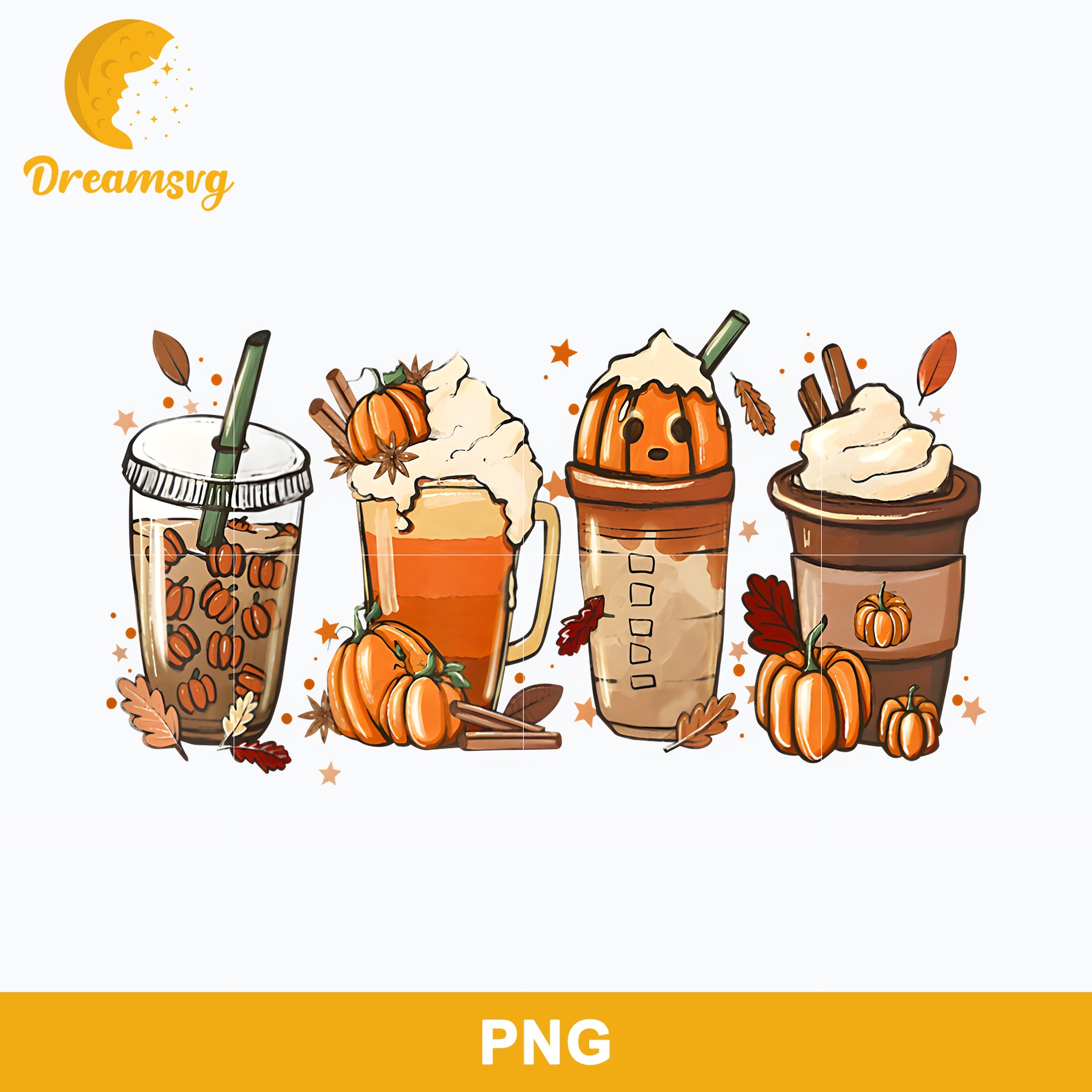Pumpkin Latte Coffee Halloween Png, Fall coffee Png Digital File.