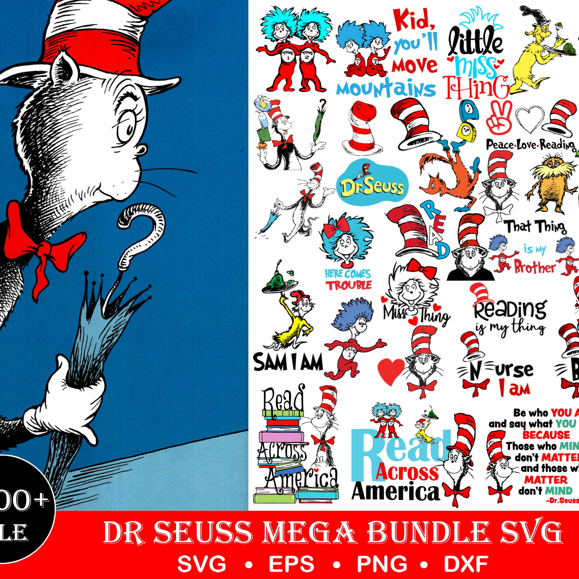 Dr seuss bundle svg, dr seuss svg, dr seuss quotes svg, png, dxf, eps digital file