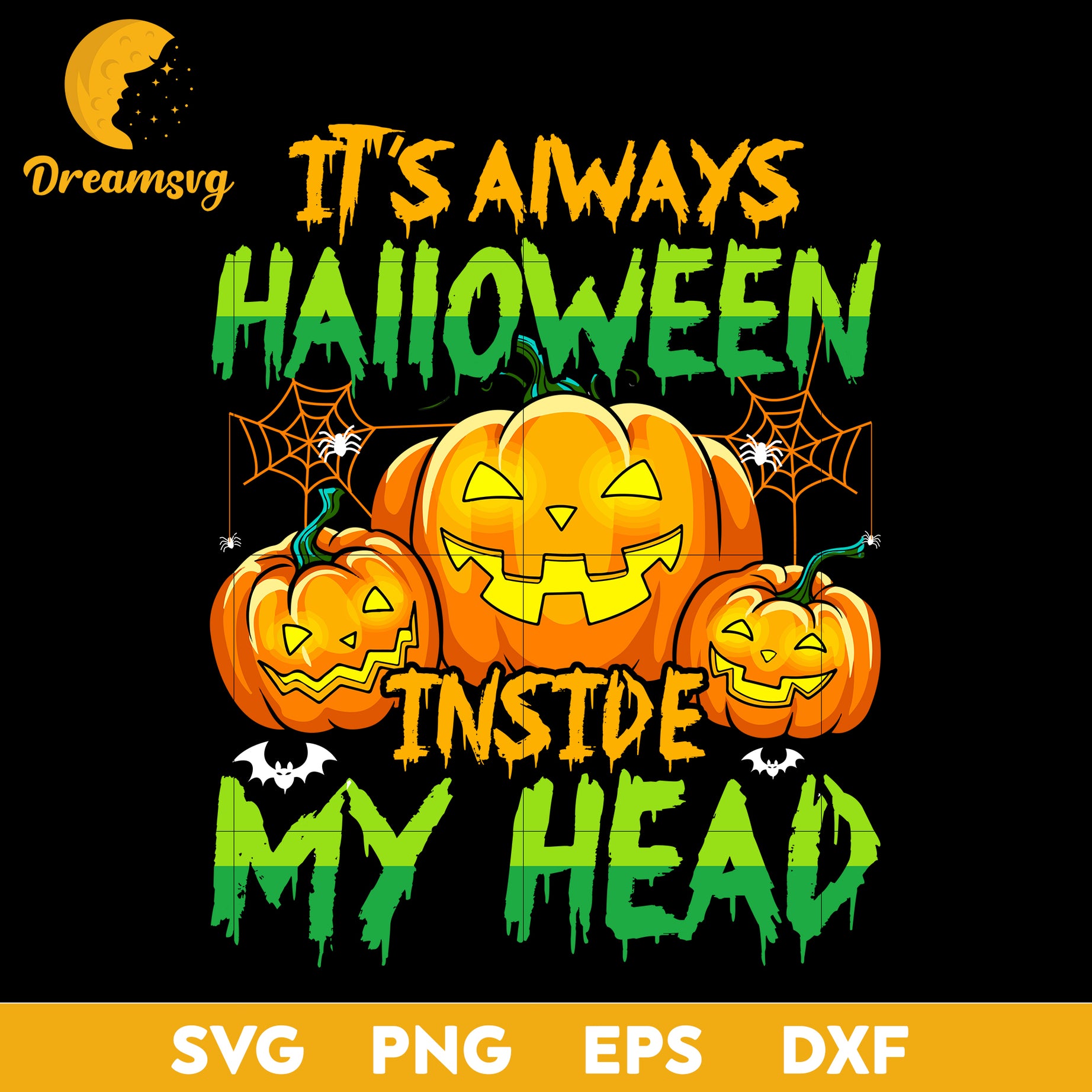 It's always halloween instide my head svg, Halloween svg, png, dxf, eps digital file.