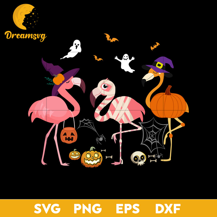 Flamingo background halloween svg, Halloween svg, png, dxf, eps digital file.