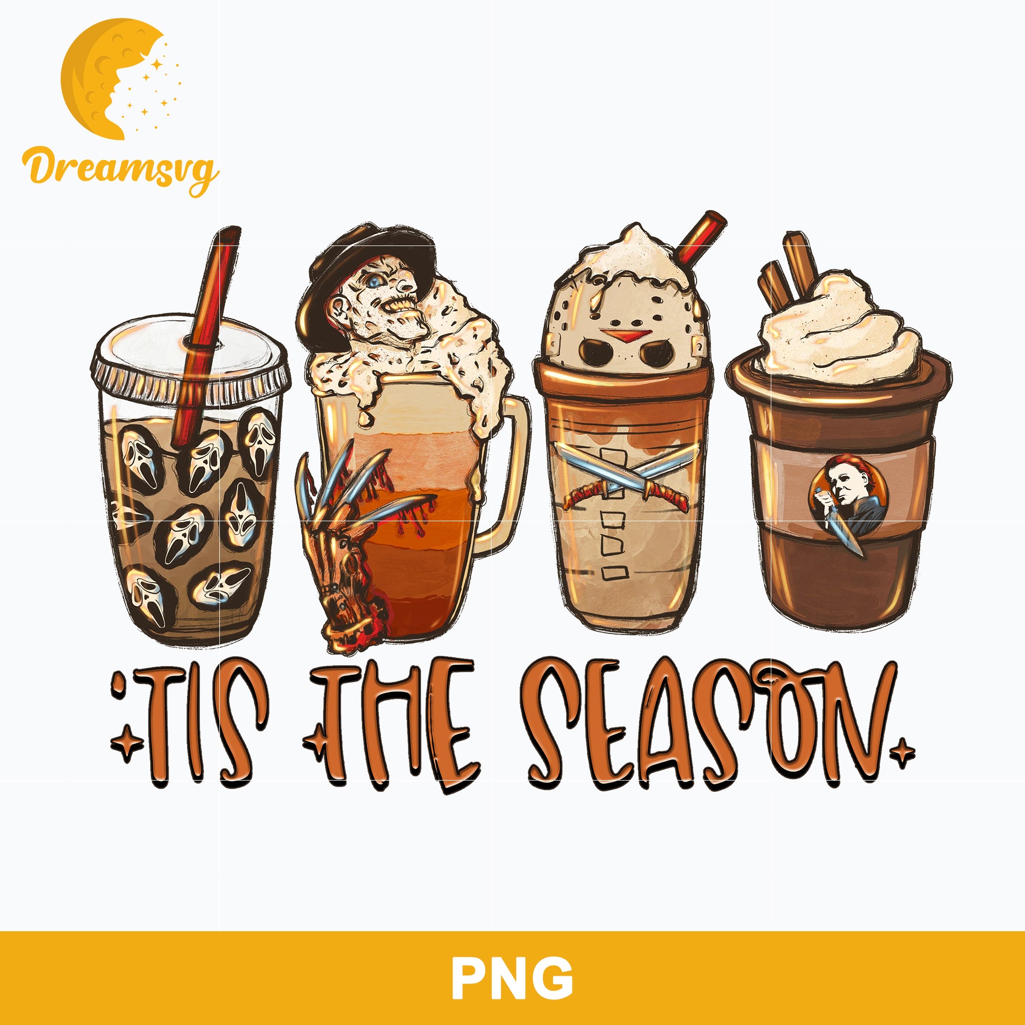 Horror Fall Coffee Pumpkin Spice Latte Png, Tis The Season, Friends Ho ...