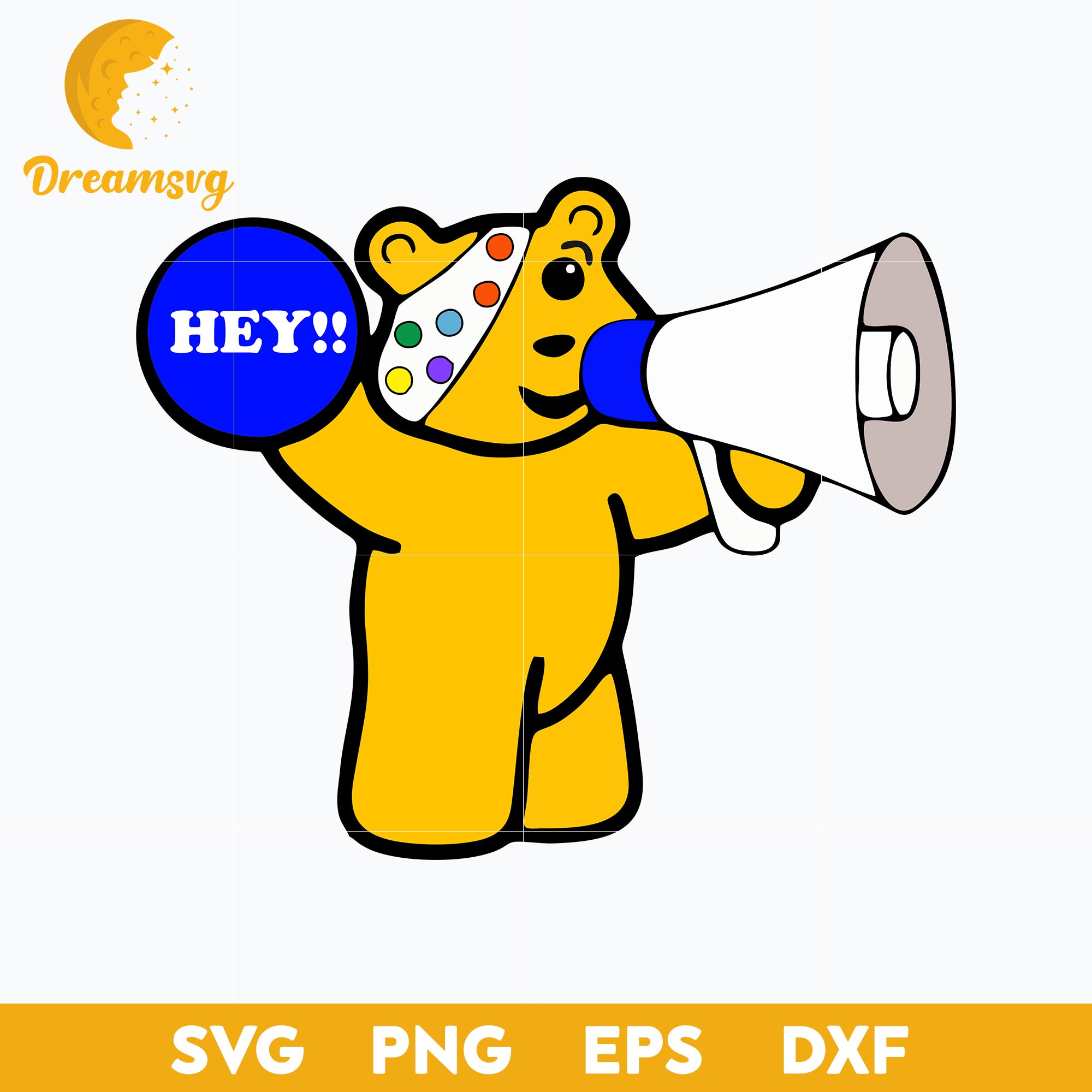 Hey !! Pudsey Bear SVG, Children In Need SVG, Cartoon SVG – DreamSVG Store