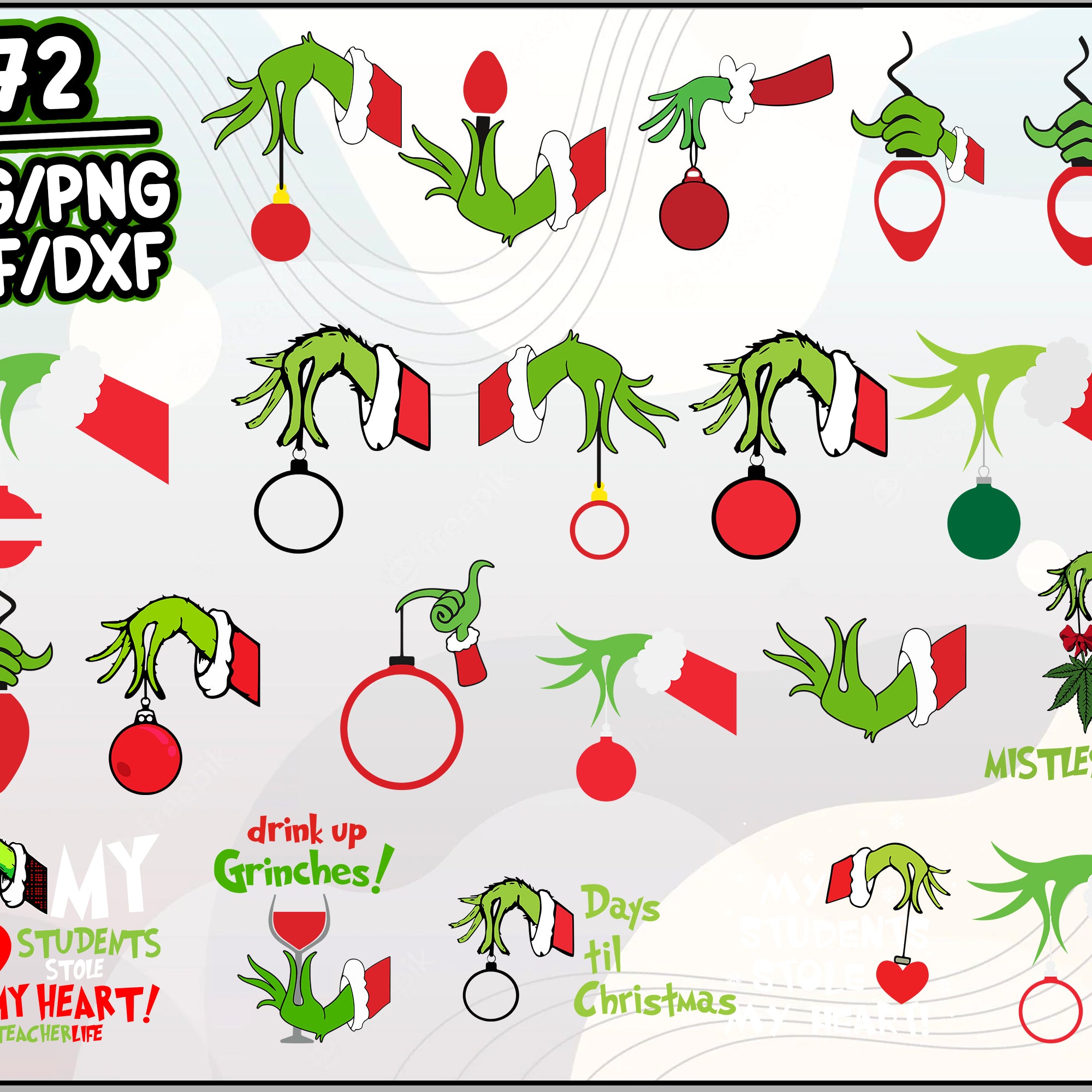 72+ Grinch Hand Holding Ornament SVG