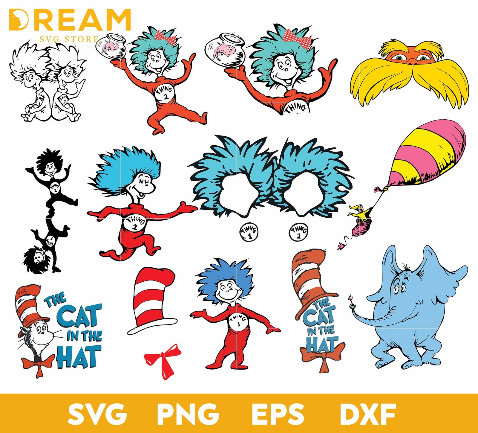 Dr seuss bundle svg, dr seuss svg, dr seuss quotes svg, png, dxf, eps