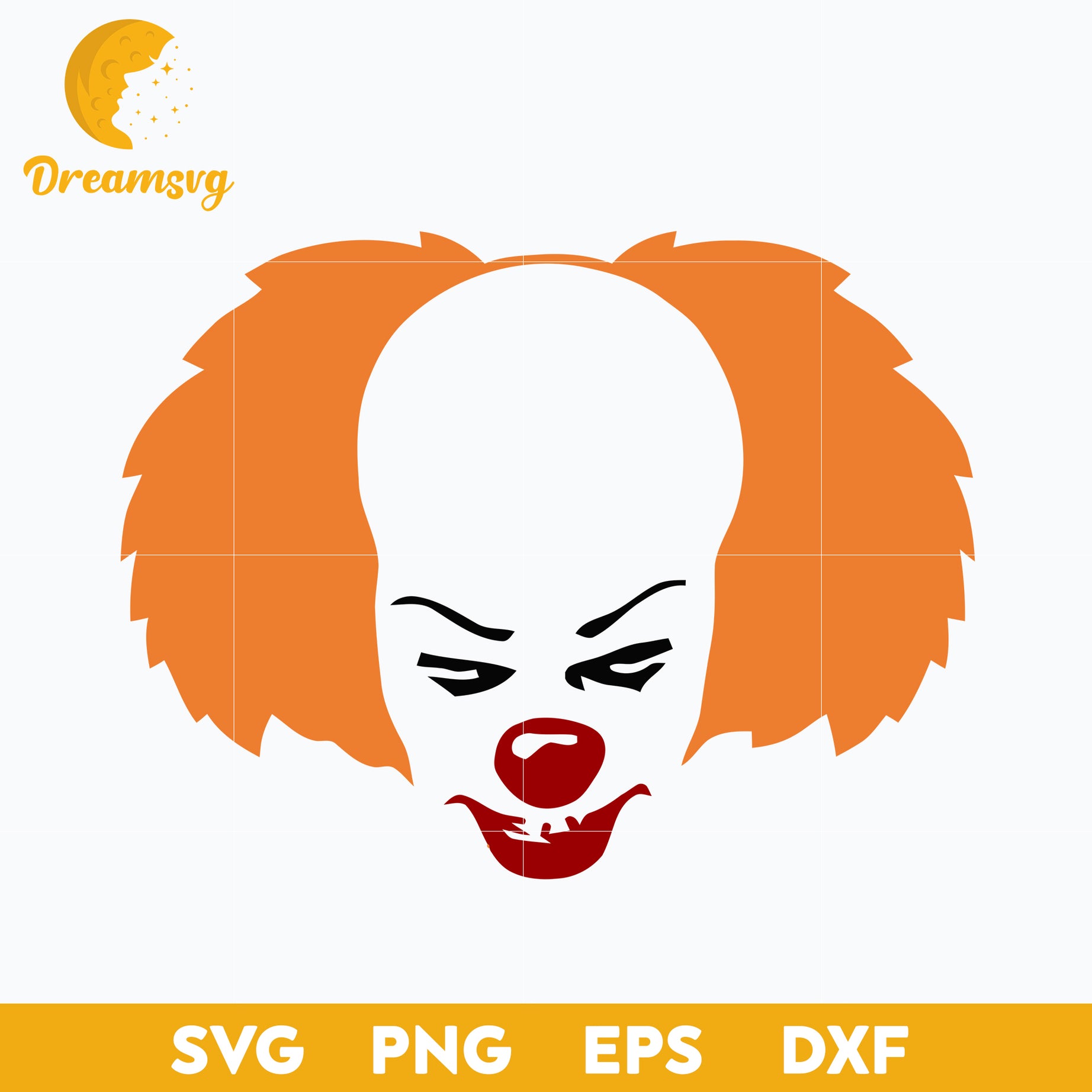 Pennywise Clown Pumpkin Stencil SVG, Scary Halloween SVG, Horror Characters svg, Halloween svg, png, dxf, eps digital file.