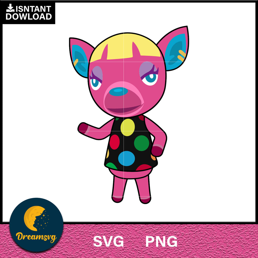 Fuchsia Animal Crossing Svg, Animal Crossing Svg, Animal Crossing Png, Cartoon svg, svg, png digital file