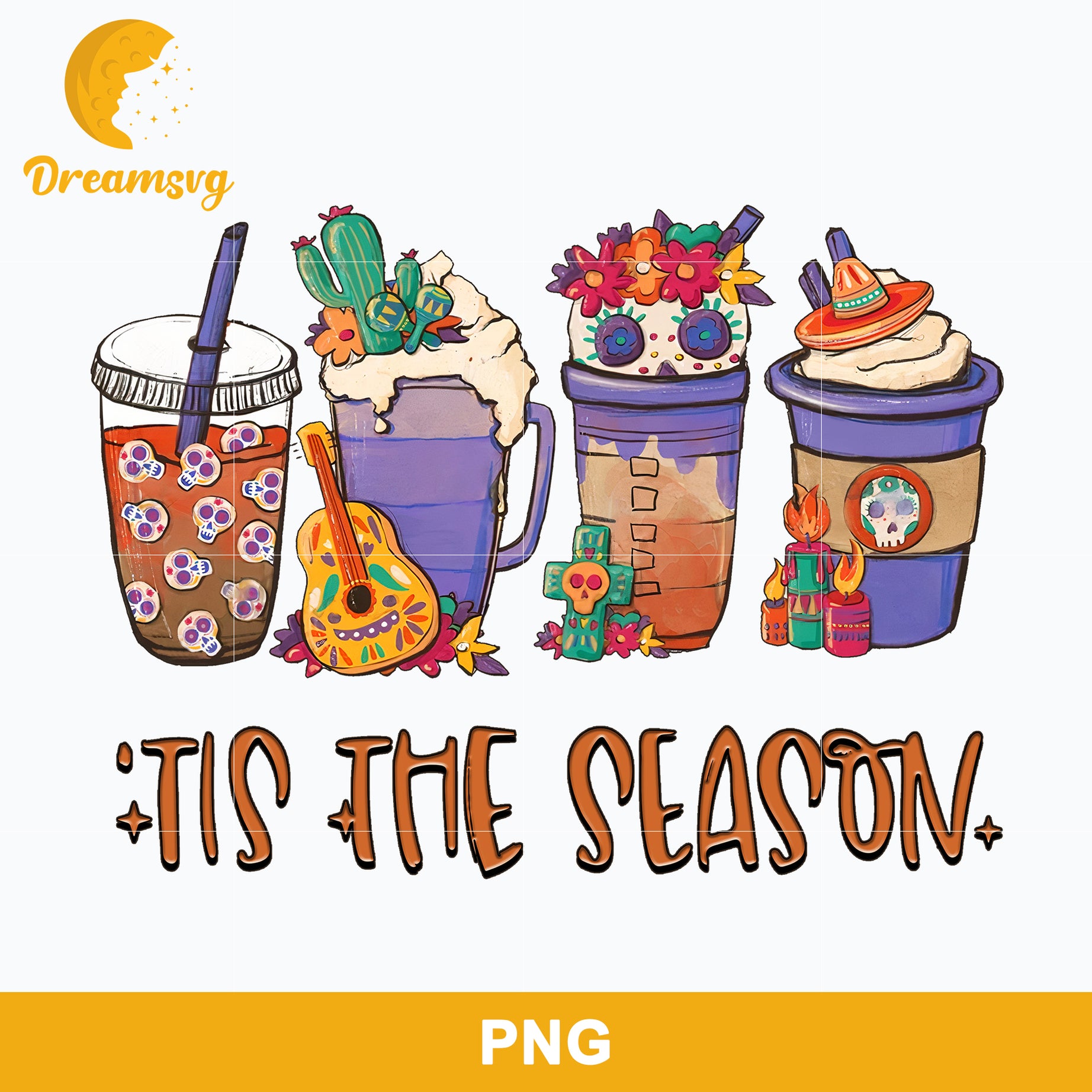Tis The Season Png, Fall Coffee Halloween Png, Halloween Coffee Png Sublimation.
