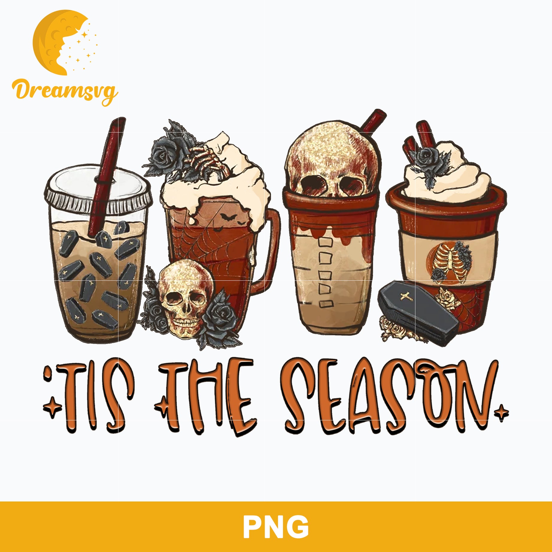 Horror Fall Coffee Halloween Png, Tis The Season Png, Halloween Coffee Png Sublimation.