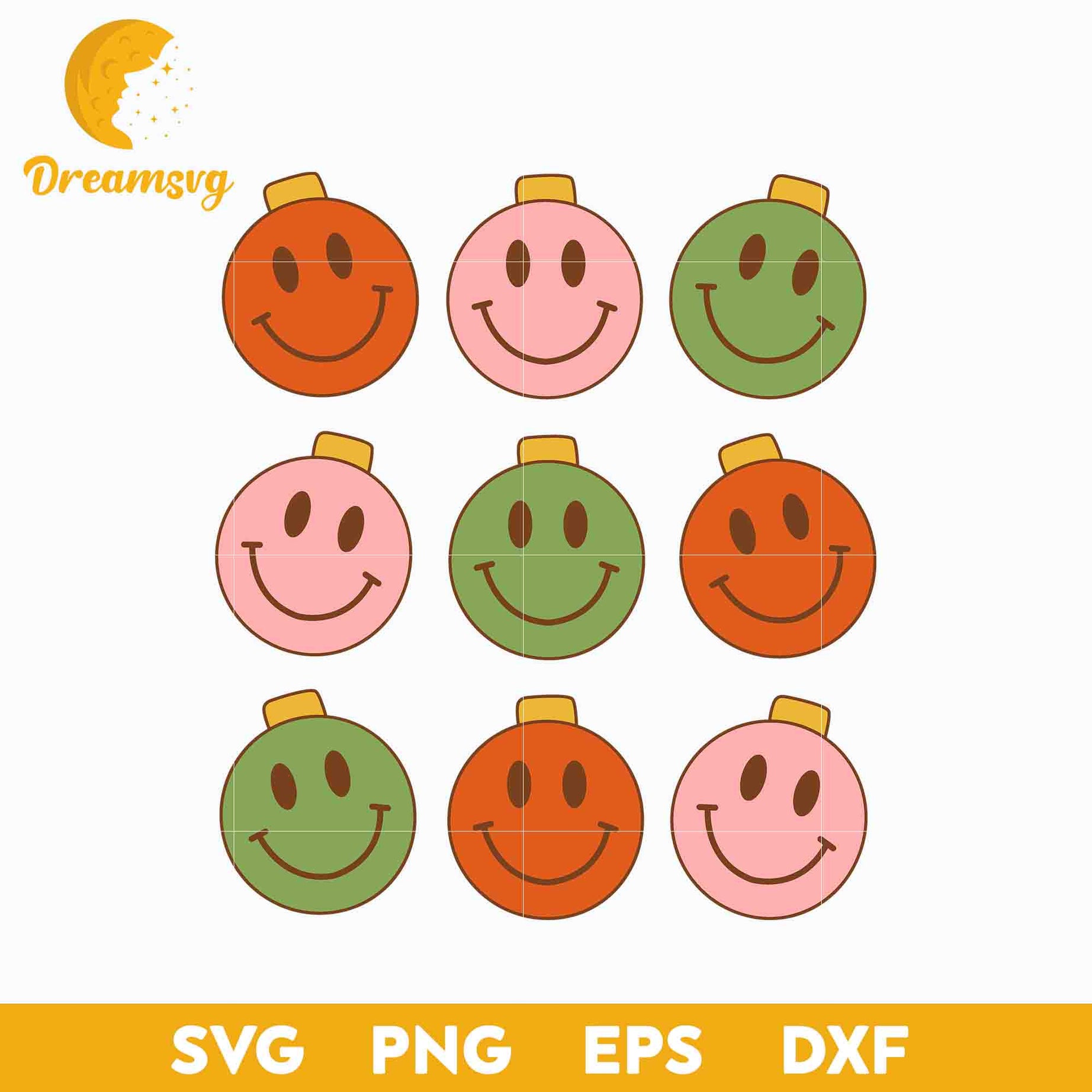 Face Smile Ornament Christmas SVG, Christmas SVG.