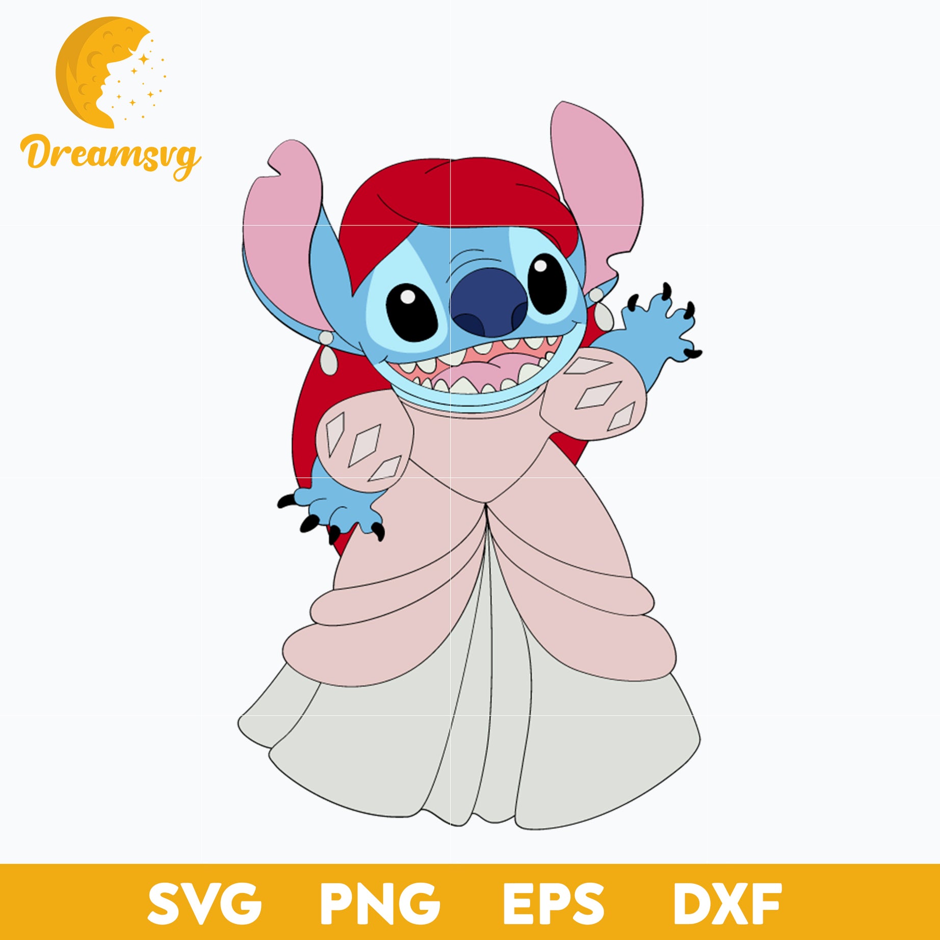 Stitch Princess Red SVG, Stitch Alien Princess SVG, Stitch SVG, Halloween SVG, PNG, DXF, EPS Digital File.