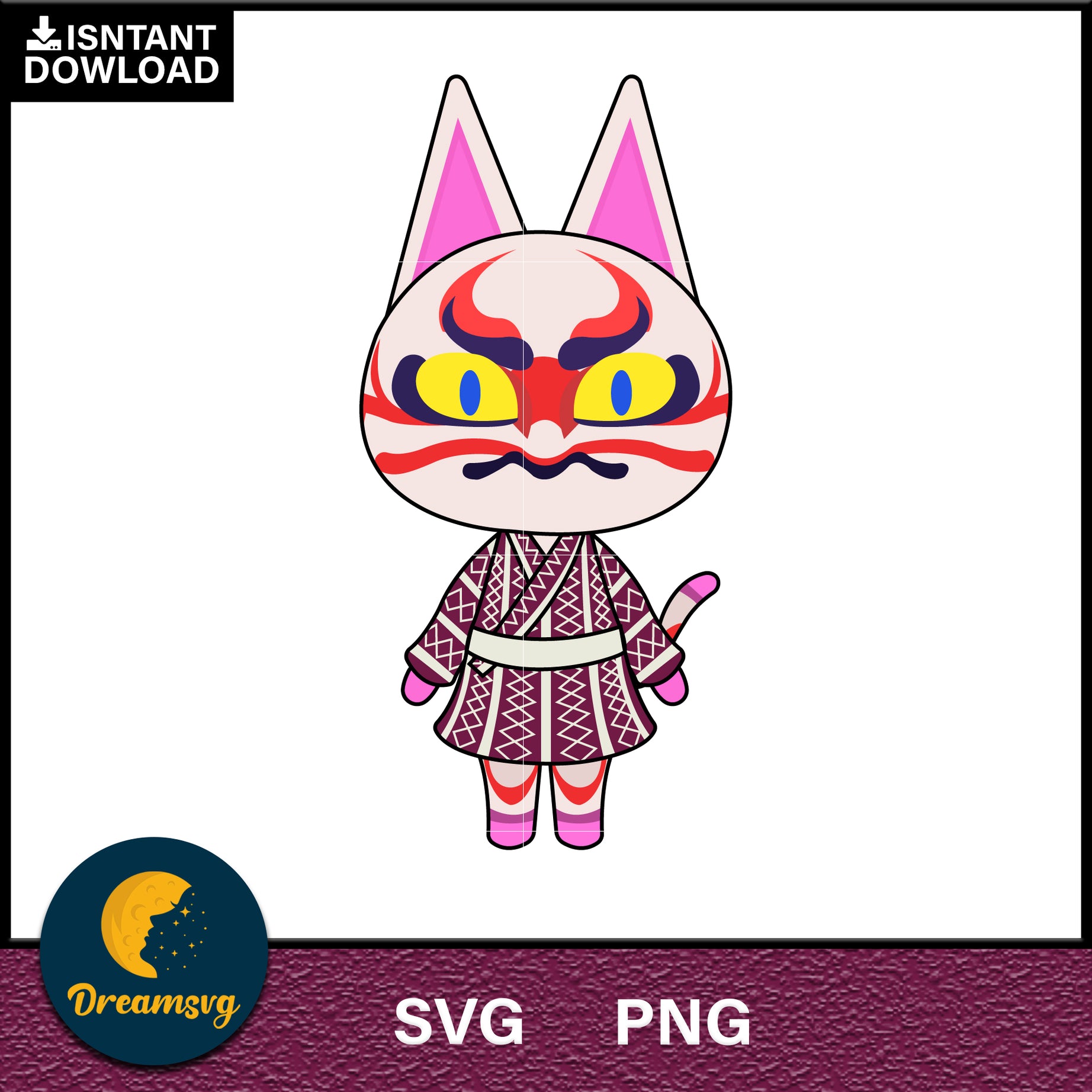 Kabuki Animal Crossing Svg, Animal Crossing Svg, Animal Crossing Png, Cartoon svg, svg, png digital file