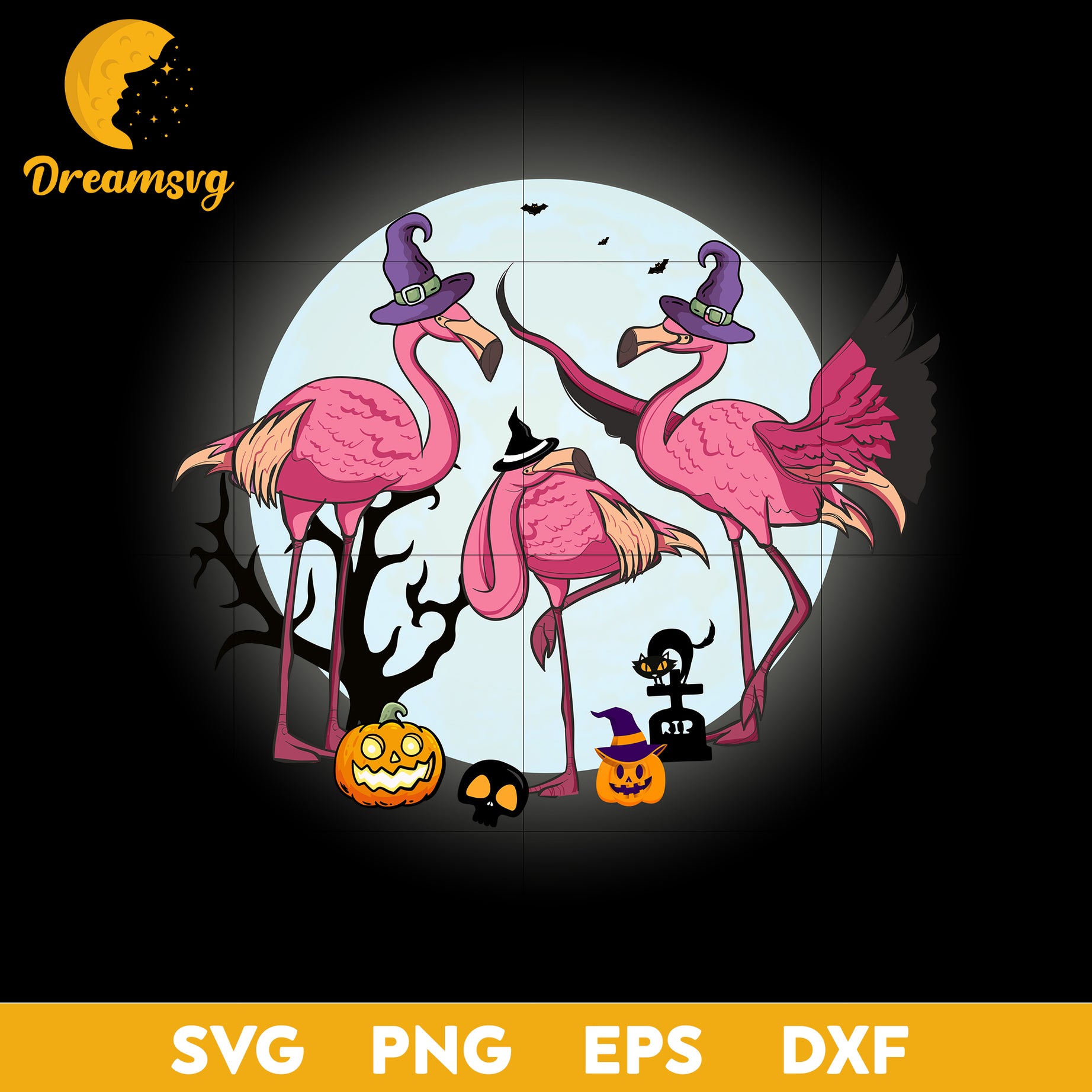 Flamingo background Halloween svg, Halloween svg, png, dxf, eps digital file.