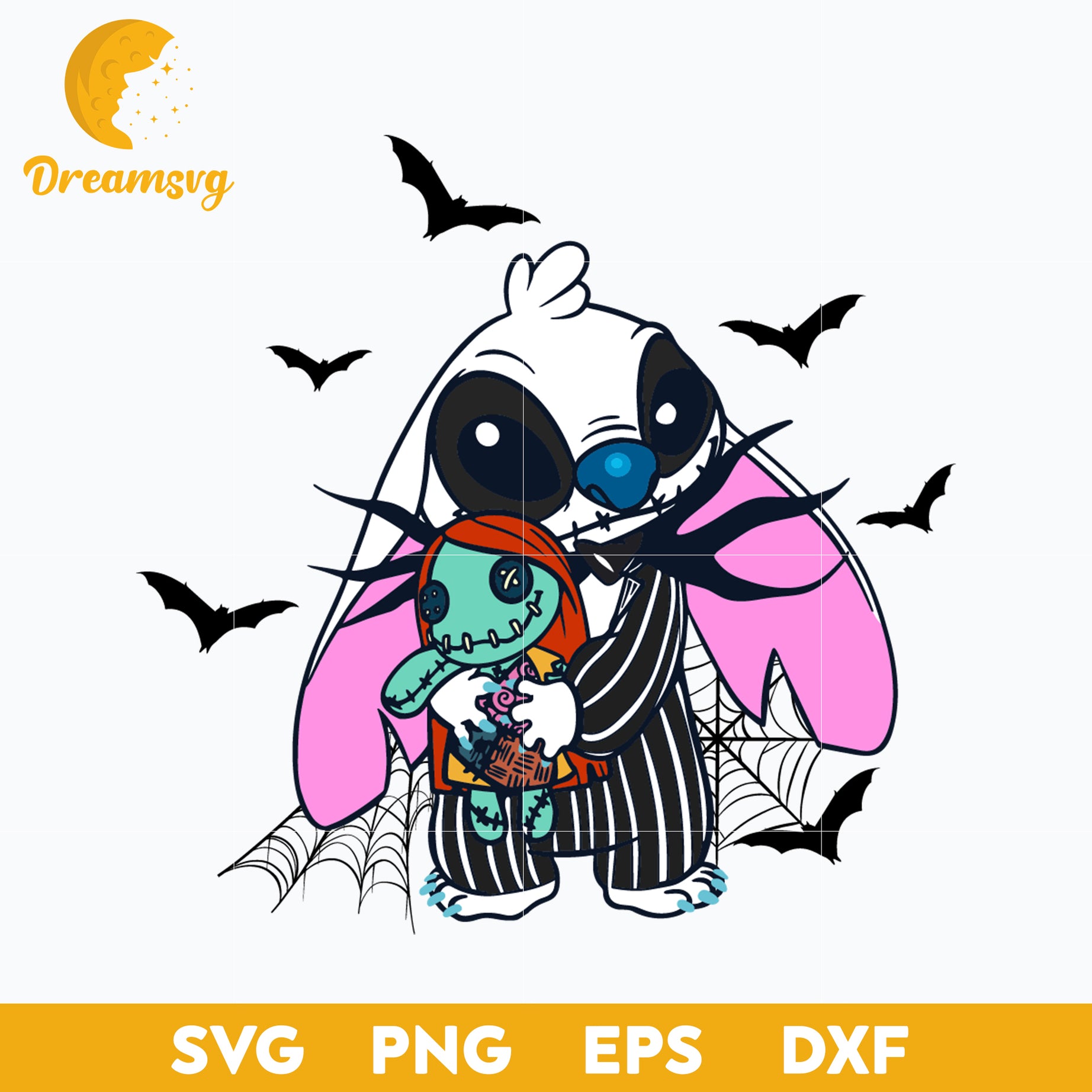 Stitch And Jack Sally SVG, Sally Stitch Kiss Jack Stitch SVG, Stitch Halloween SVG, PNG, DXF, EPS Digital File STGLW005