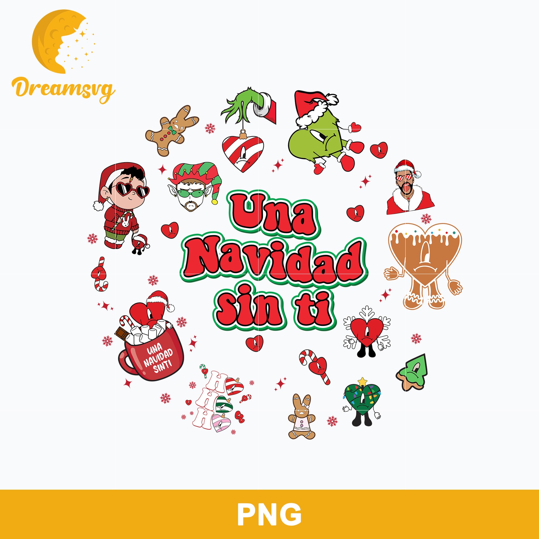Una Navidad Sin Ti PNG, Bad Bunny Christmas Sublimation Design PNG