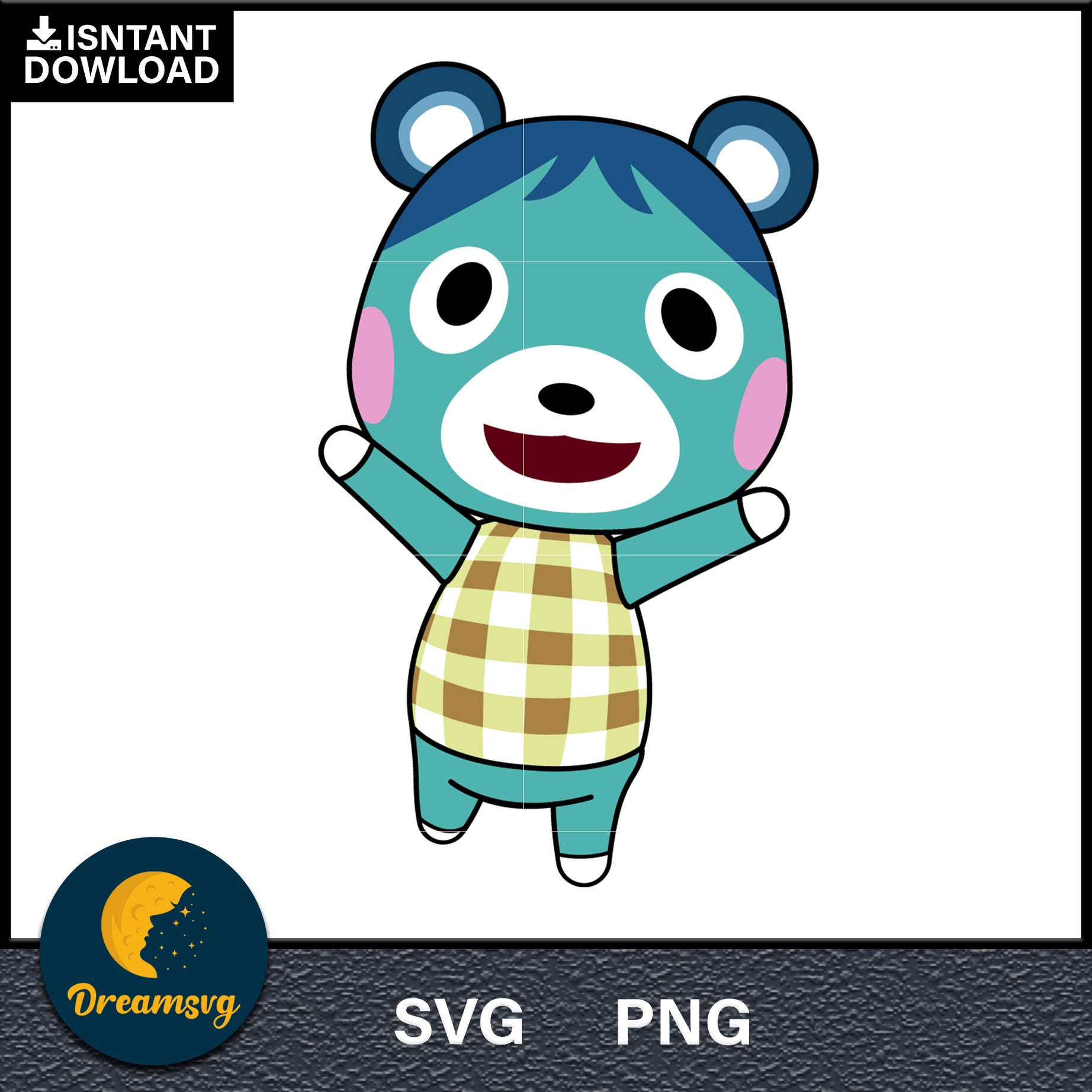 Blue Bear Animal Crossing Svg, Animal Crossing Svg, Animal Crossing Png, Cartoon svg, svg, png digital file