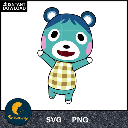 Blue Bear Animal Crossing Svg, Animal Crossing Svg, Animal Crossing Png, Cartoon svg, svg, png digital file