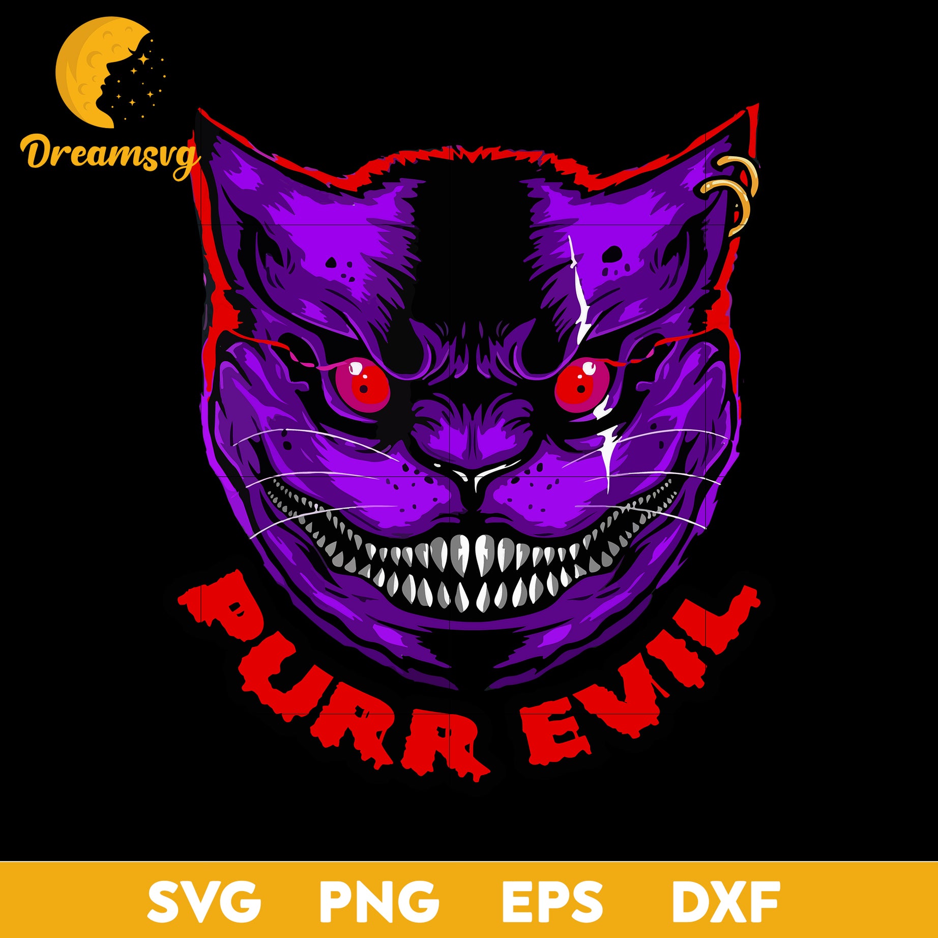 Purr evil svg, Halloween svg, png, dxf, eps digital file.