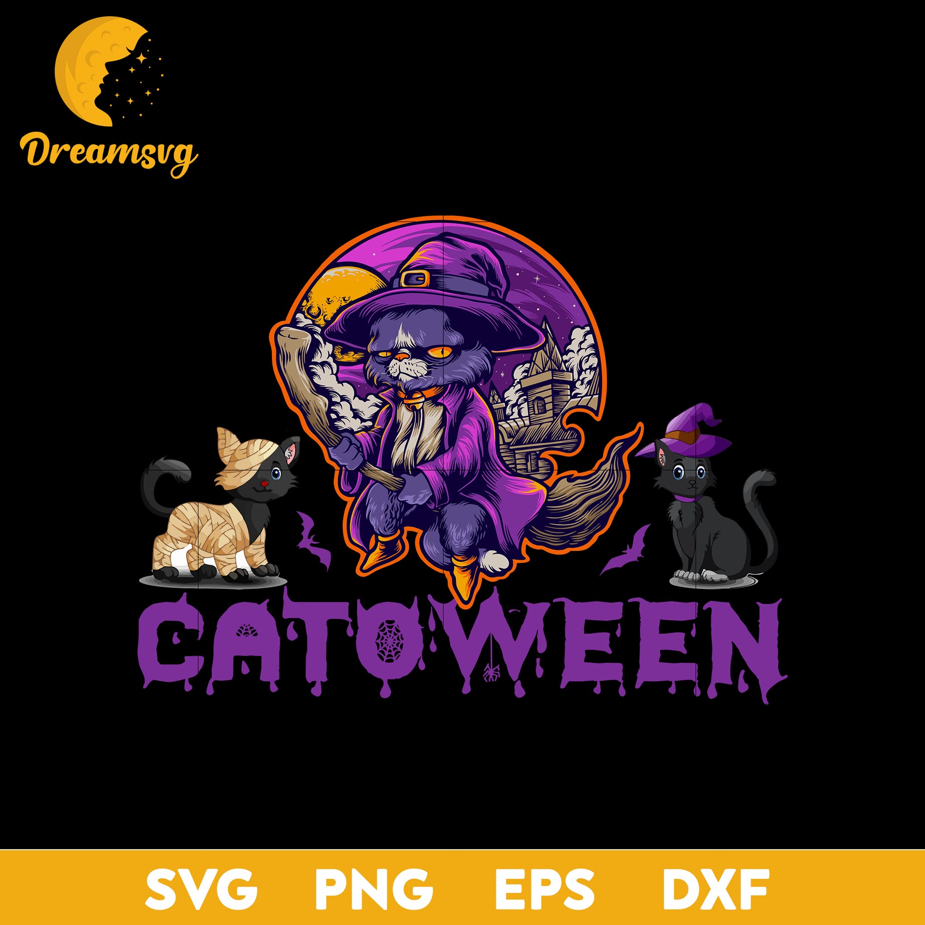Catoween Halloween svg, Halloween svg, png, dxf, eps digital file.