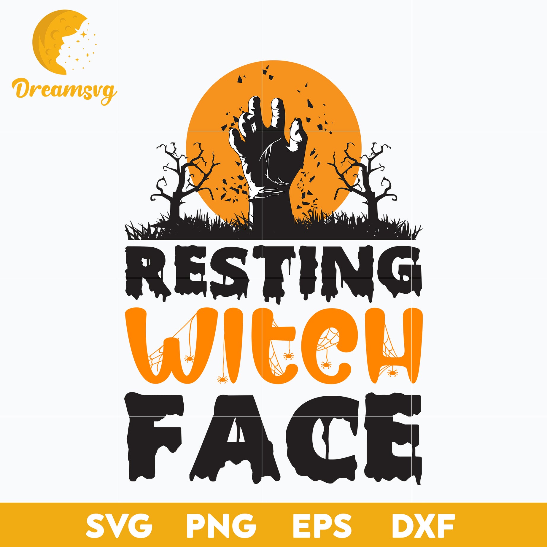 Resting witch face svg, Halloween svg, png, dxf, eps digital file.