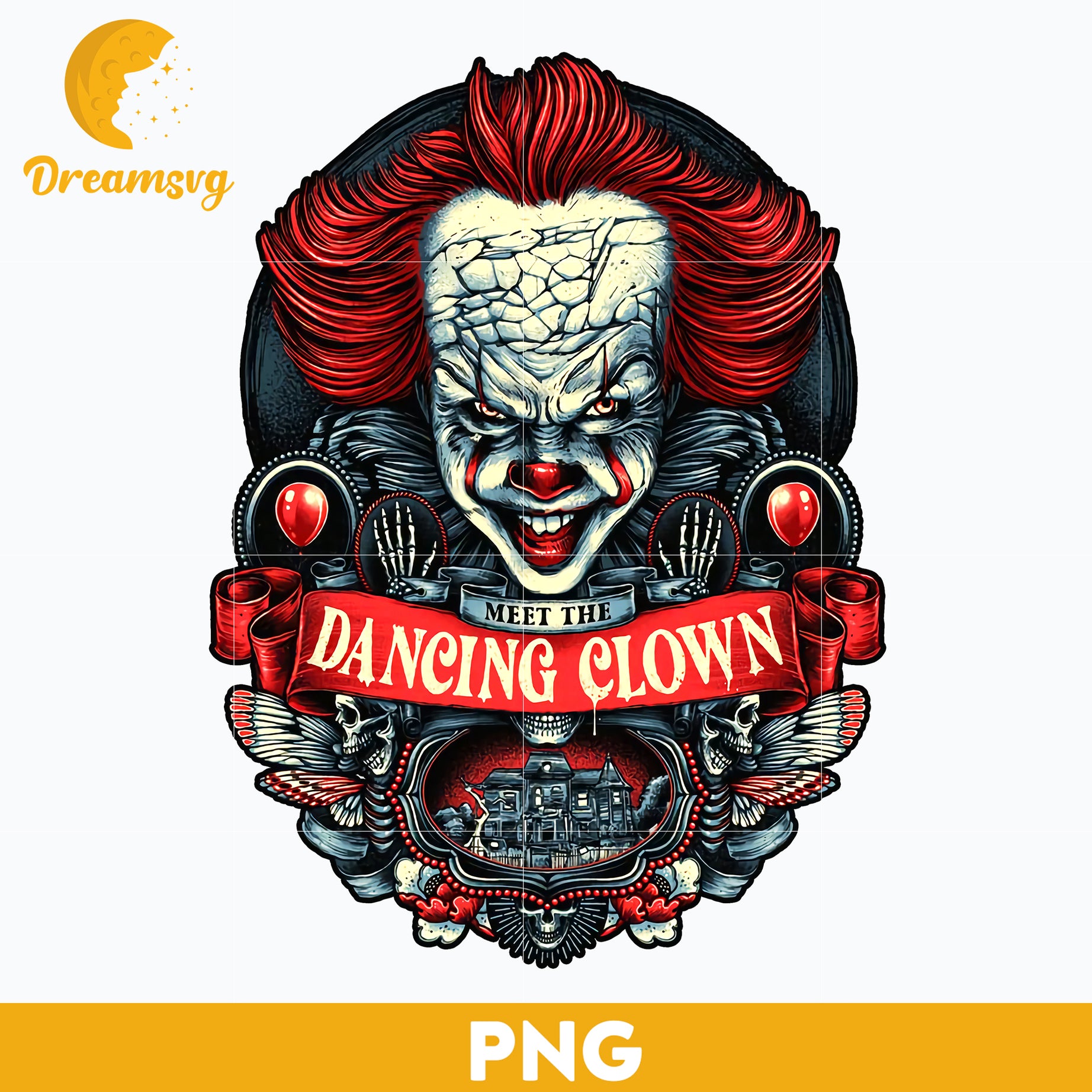 Meet the Dancing Clown Png, Halloween Png, digital file.