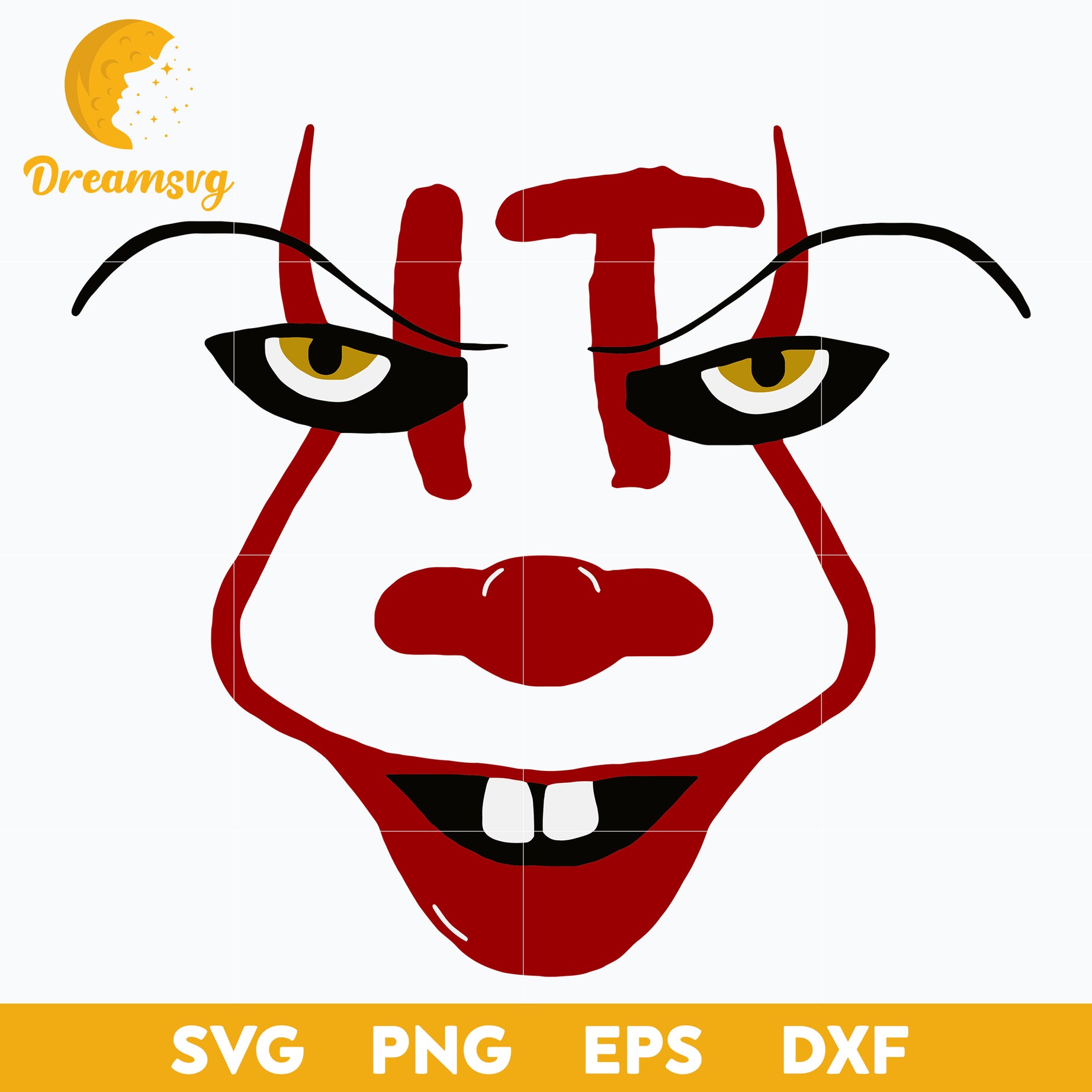 Pennywise Clown Pumpkin Stencil SVG, Scary Halloween SVG, Horror Characters svg, Halloween svg, png, dxf, eps digital file.