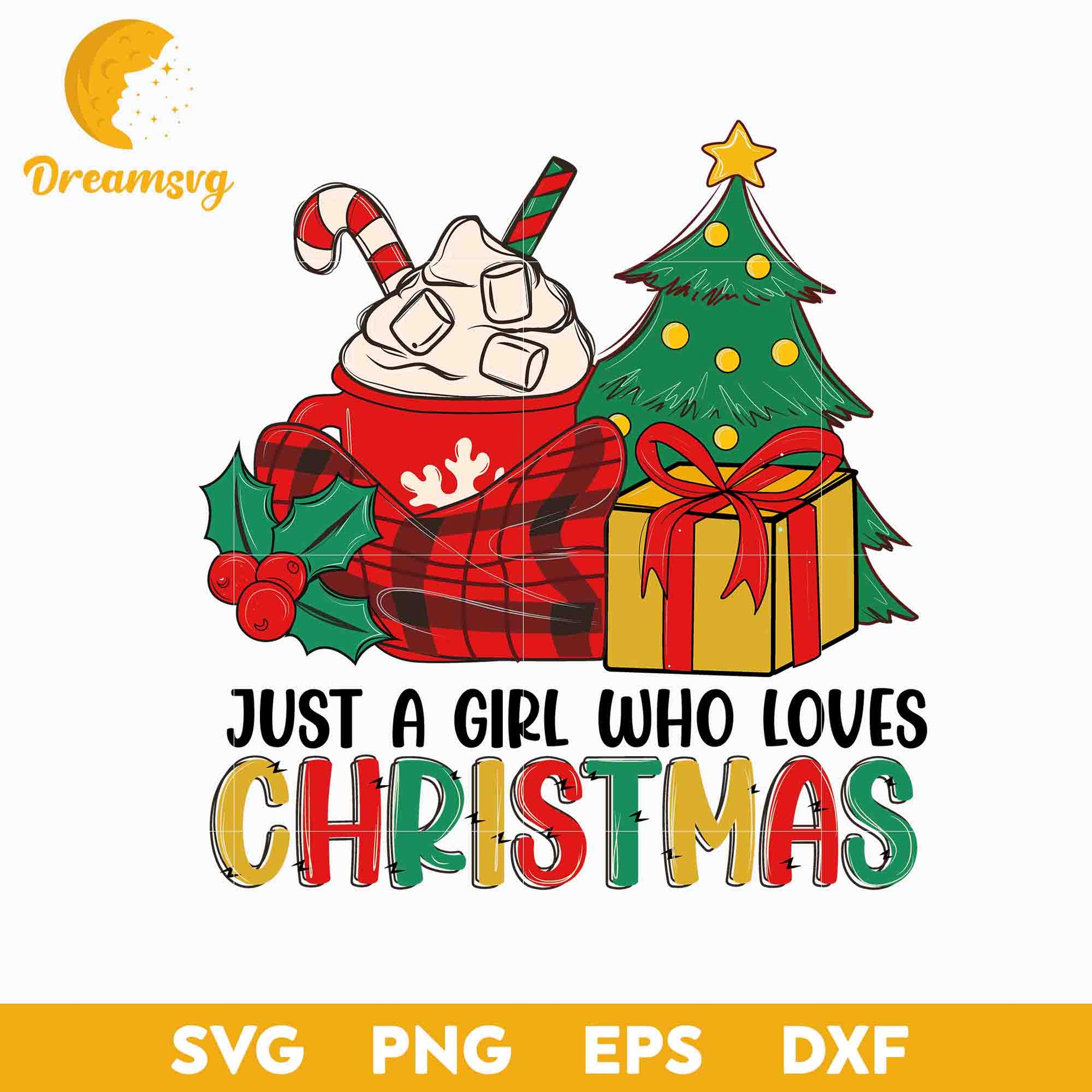 Just A Girl Who Loves Christmas SVG, Christmas Coffee SVG.