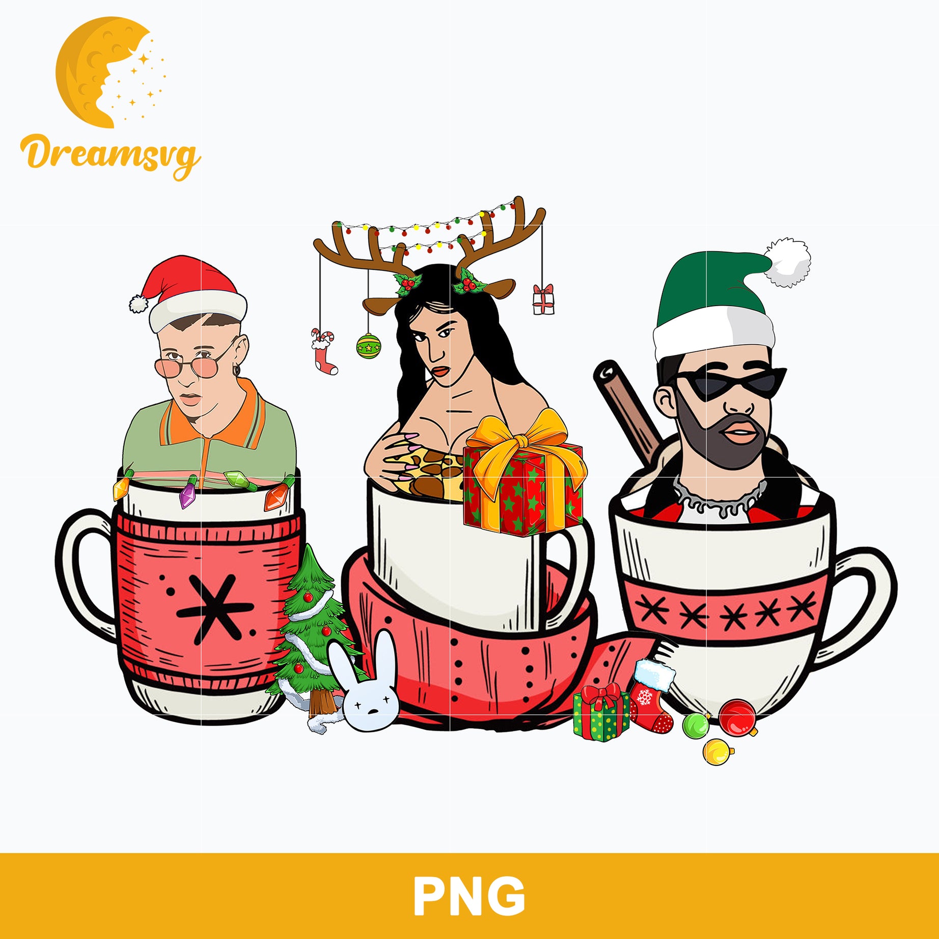 Bad Bunny Christmas Latte Coffee Png