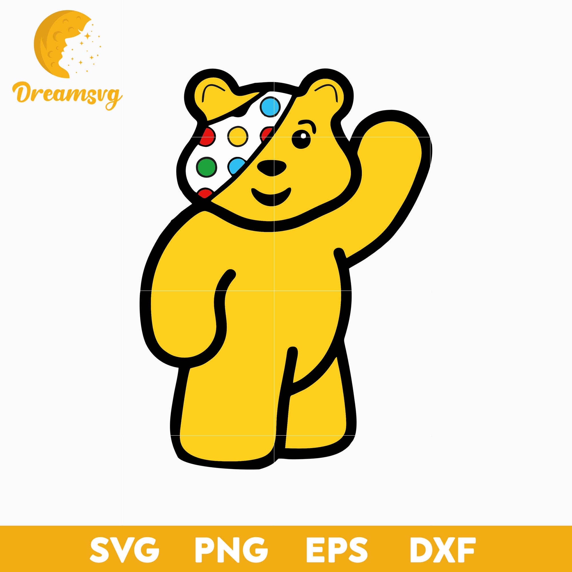 Pudsey Bear Children In Need SVG, Cartoon SVG Digital File – DreamSVG Store