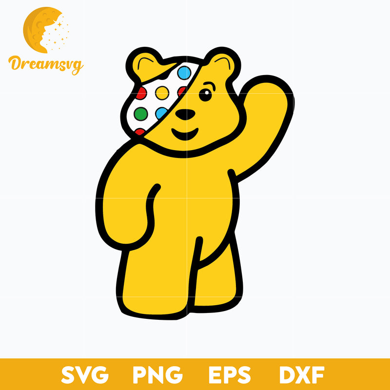 Pudsey Bear Children In Need SVG, Cartoon SVG Digital File