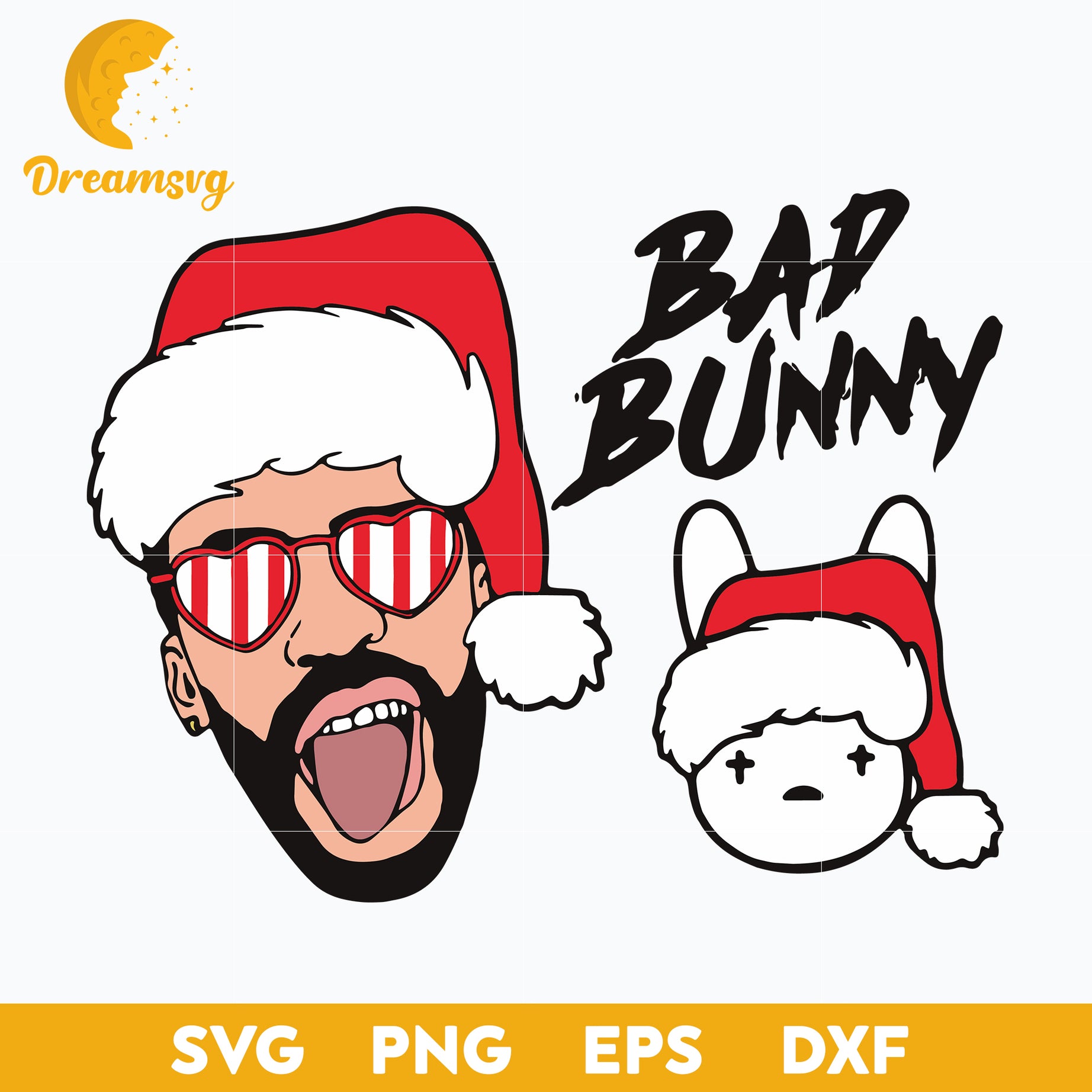 Bad Bunny Santa Claus Hat Christmas SVG