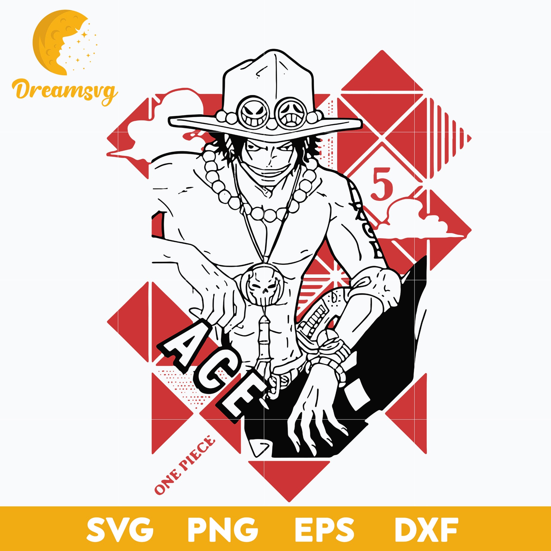 Ace One Piece svg, svg file for cricut ,Anime svg, png, eps, dxf digital download