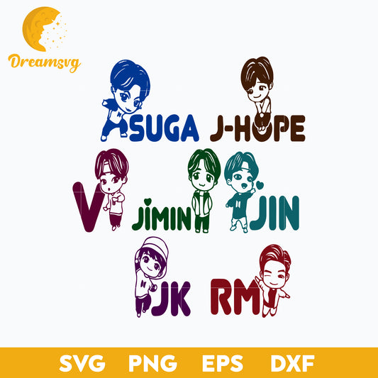 Adorable 7 different TinyTan BTS Svg, Funny Svg, png, dxf, eps digital file.
