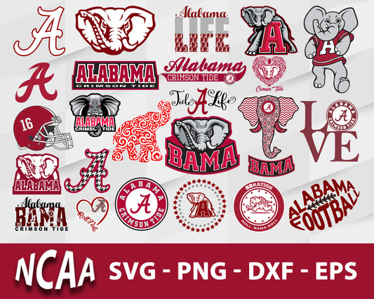 Alabama Crimson Tide Svg Bundle, Alabama Crimson Tide Svg, Sport Svg, Ncaa Svg, Png, Dxf, Eps Digital file.