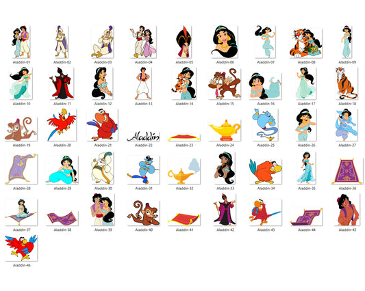184+ Aladdin SVG  Bundle, Genie SVG for Cricut, Jasmine Clipart, Cartoon svg, png, dxf, eps digital file