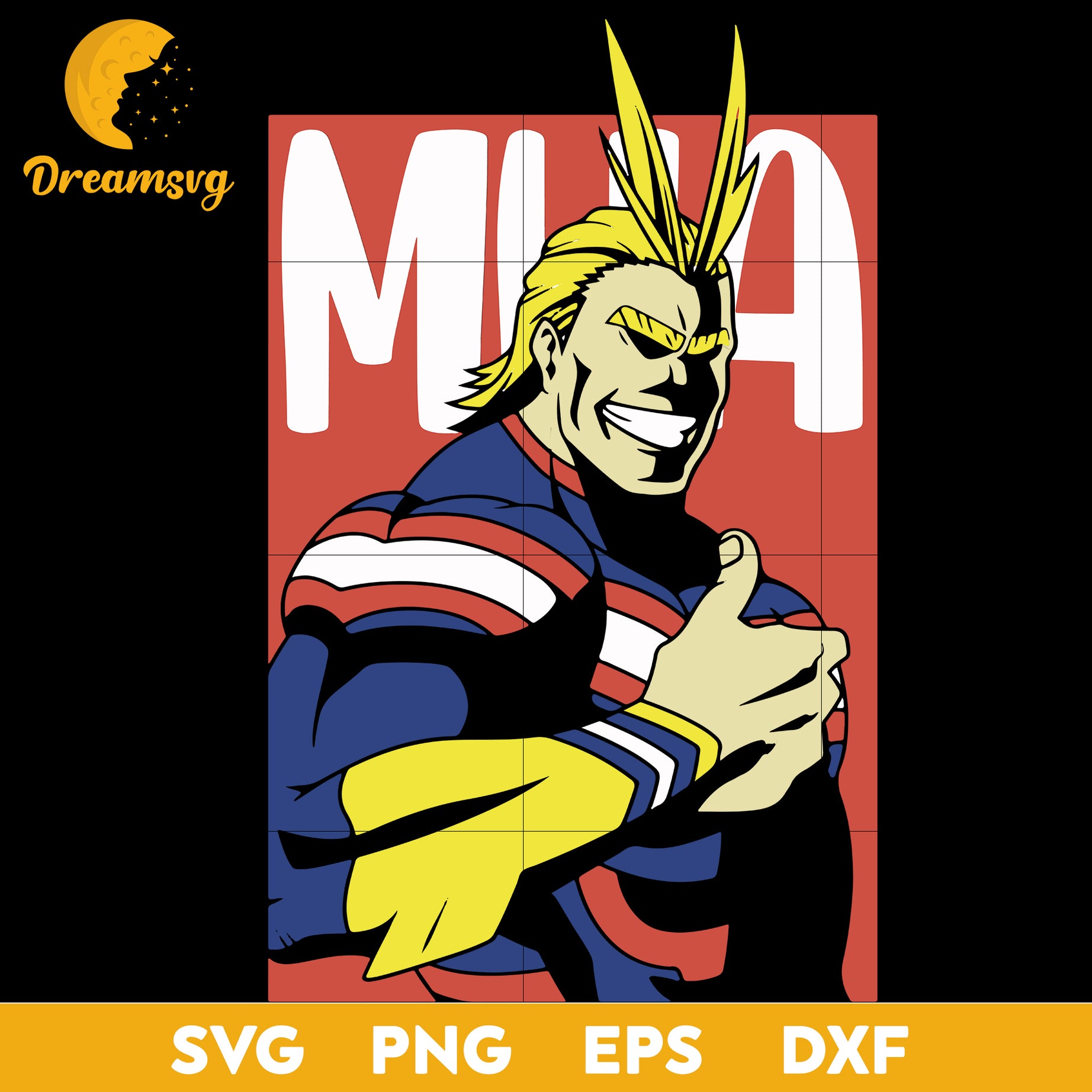 All Might Svg, All Might My Hero Academia Svg, svg file for cricut ,Anime svg, png, eps, dxf digital download
