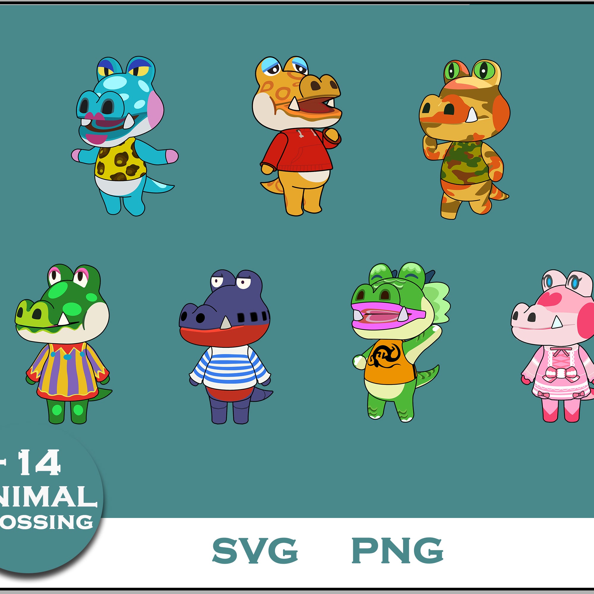 14+ Alligator Svg Bundle, Animal Crossing Svg Bundle, Animal Crossing Svg, Cartoon svg, png digital file