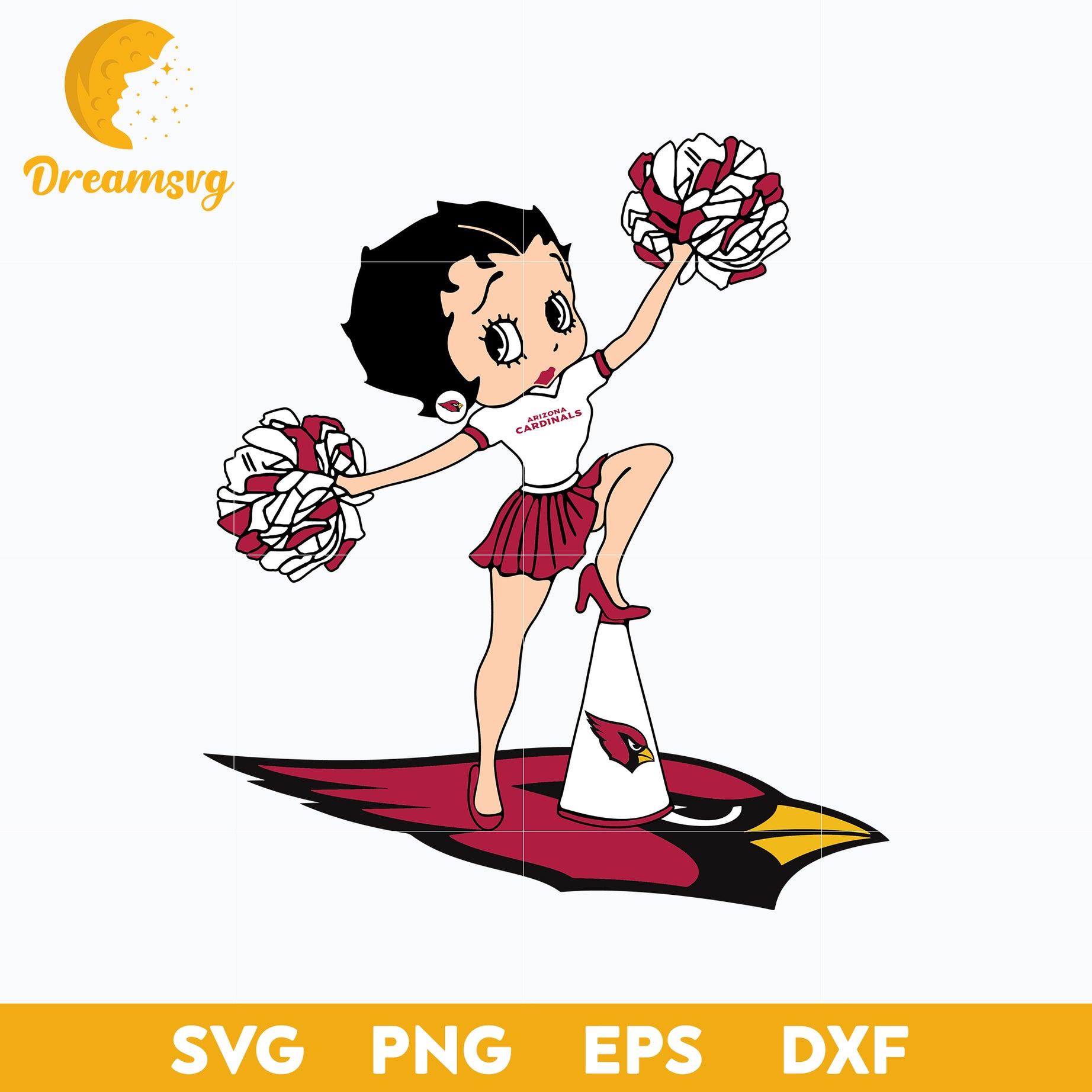 Arizona Cardinals Betty Boop Cheerleader Nfl Svg, Arizona Cardinals Svg, Sport Svg, Nfl Svg, Png, Dxf, Eps Digital File.