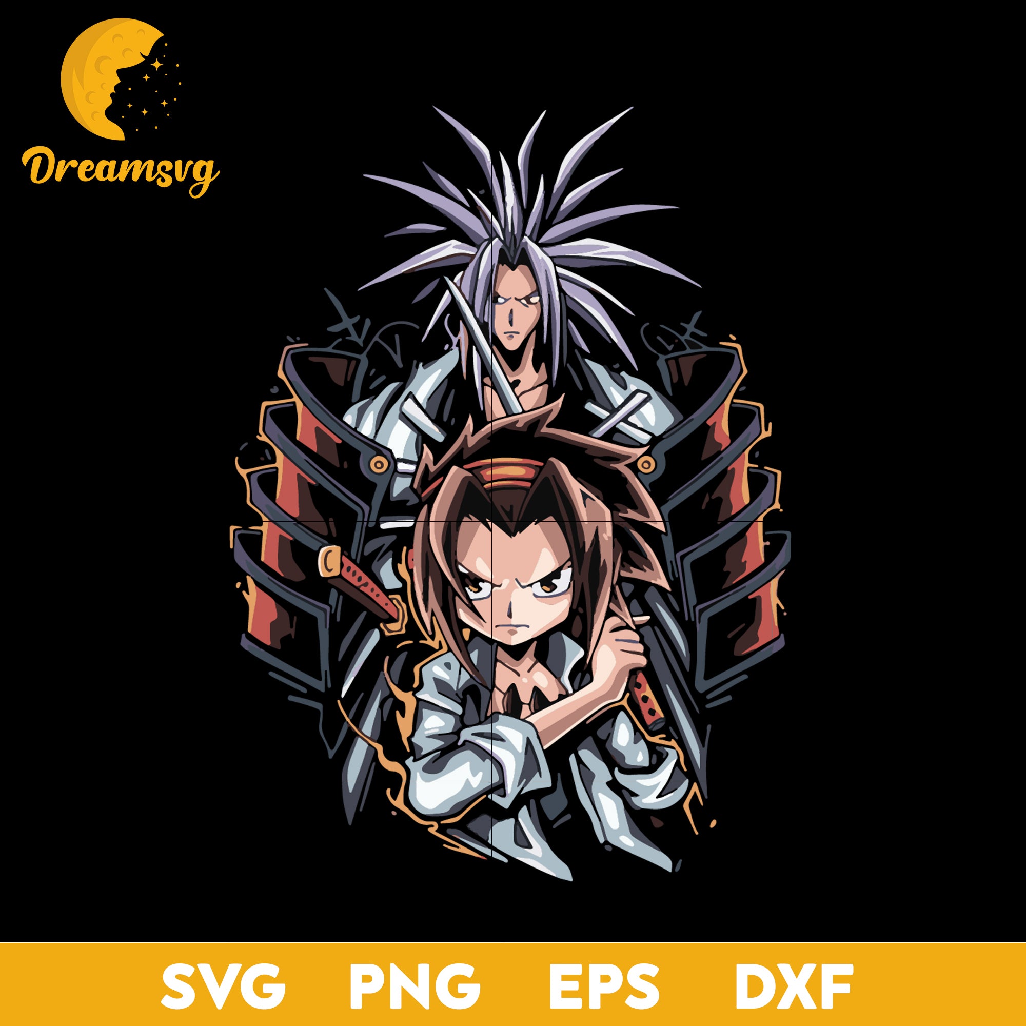 Shaman King Yoh Asakura and Amidamaru PNG, Usui Horokeu PNG, file for cricut, Anime svg, png, eps, dxf digital download