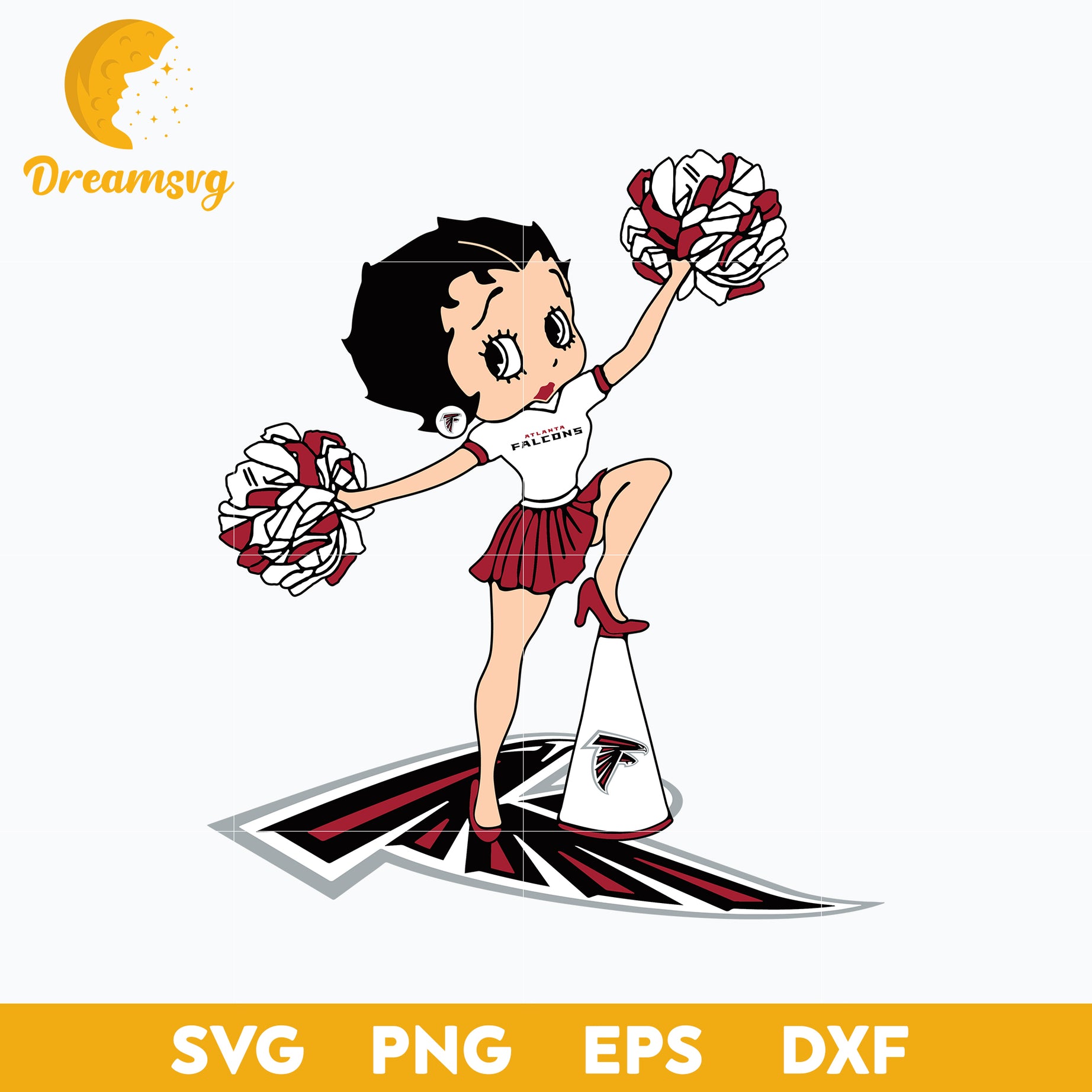Atlanta Falcons Betty Boop Cheerleader Nfl Svg, Atlanta Falcons Svg, Sport Svg, Nfl Svg, Png, Dxf, Eps Digital File.