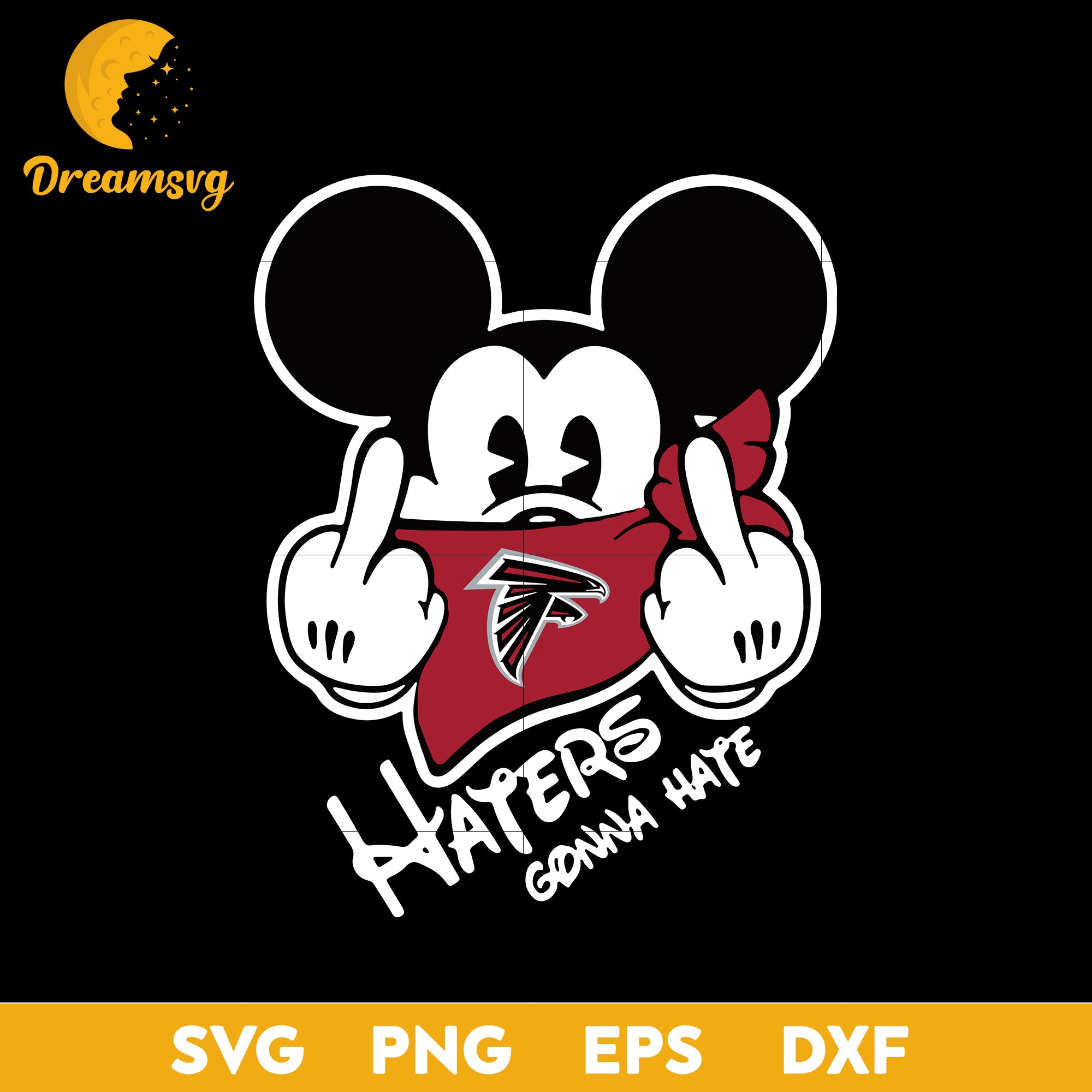 Atlanta Falcons, Mickey, Haters Gonna Hate Svg, Nfl Svg, Png, Dxf, Eps Digital File.