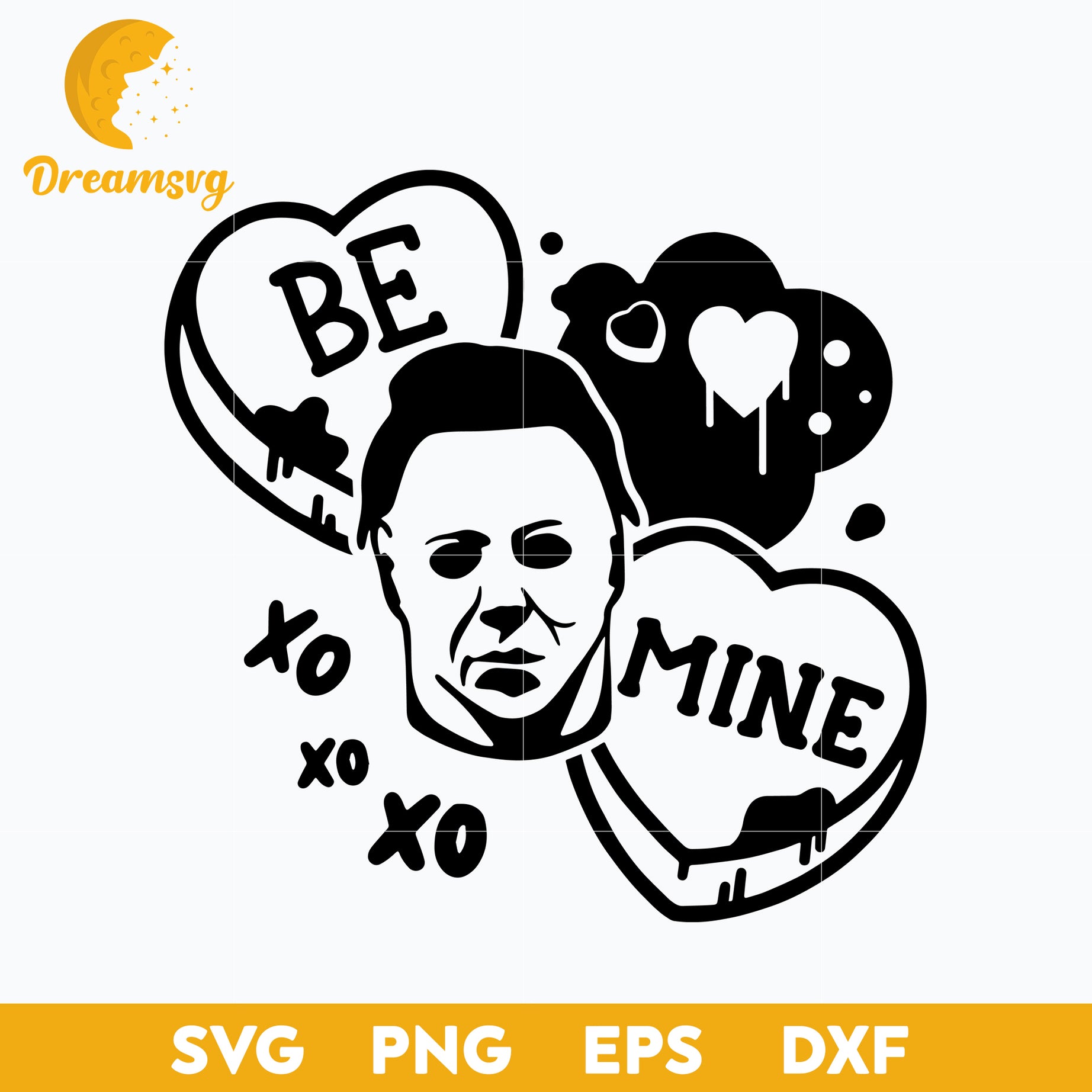 Be Mine Svg Candy Hearts Svg, Michael Myers Be Mine Svg, Funny Svg, Png, Dxf, Eps Digital File.