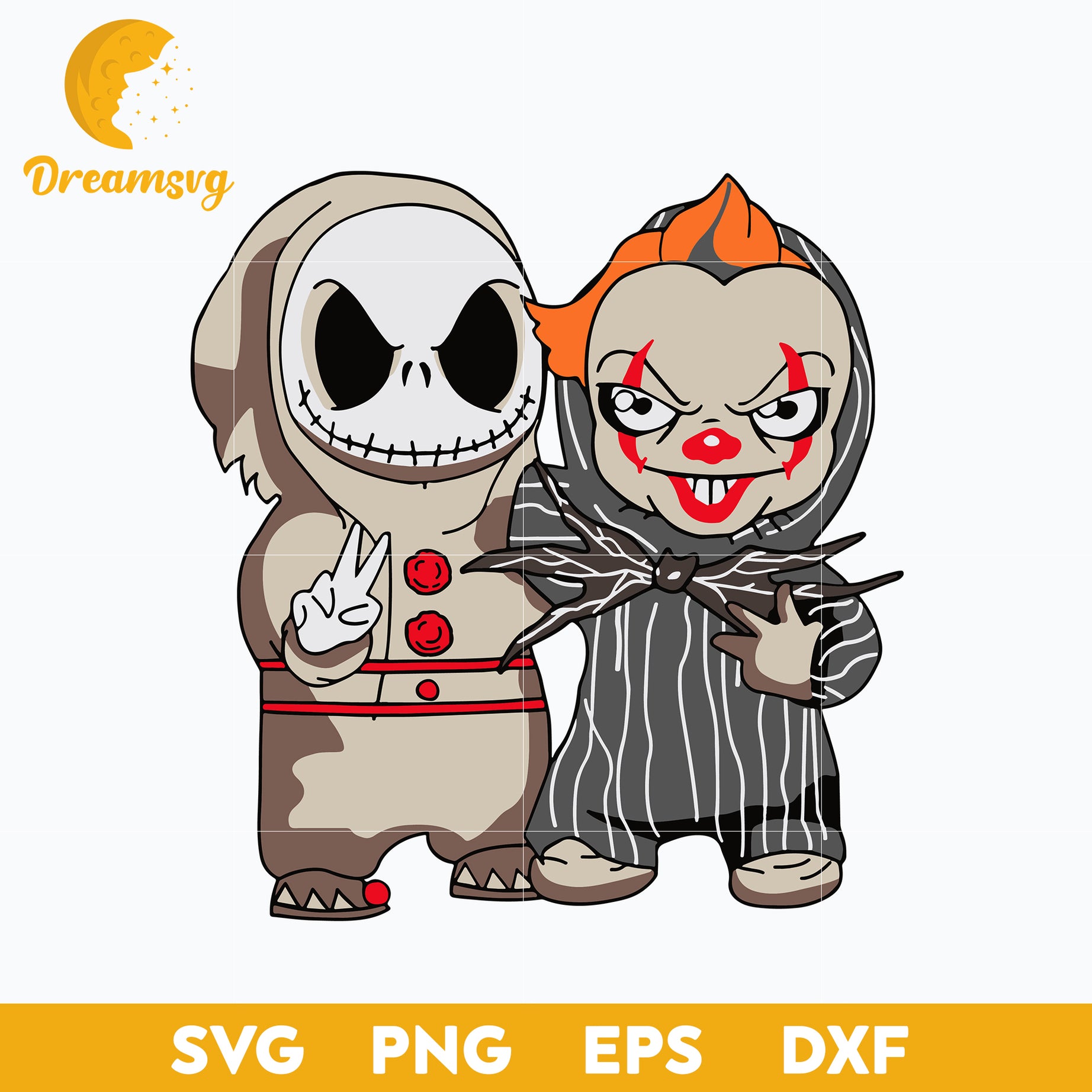 Baby Jack Skellington and Pennywise Halloween svg