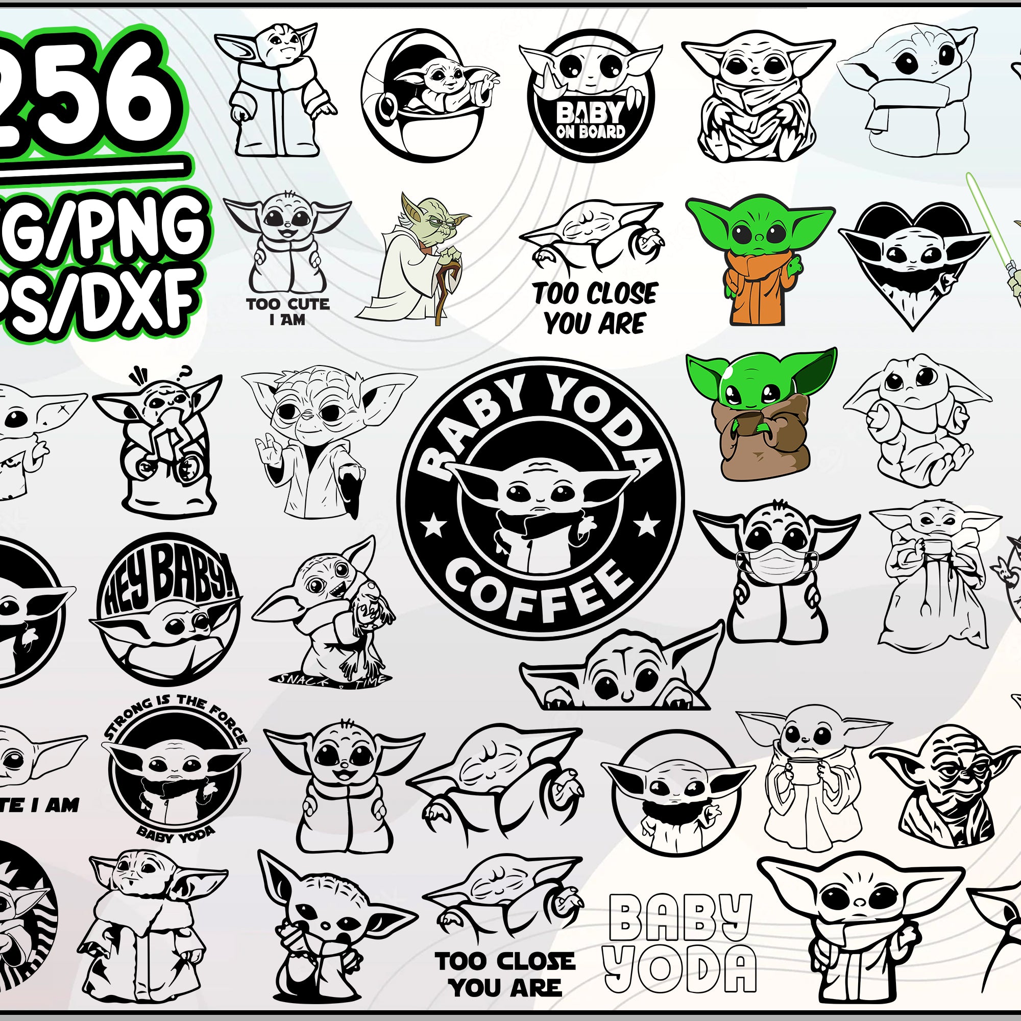 256+ Baby Yoda SVG bundle, Star Wars Svg files for cricut, cricut, svg bundle, Cartoon svg, png, dxf, eps digital file